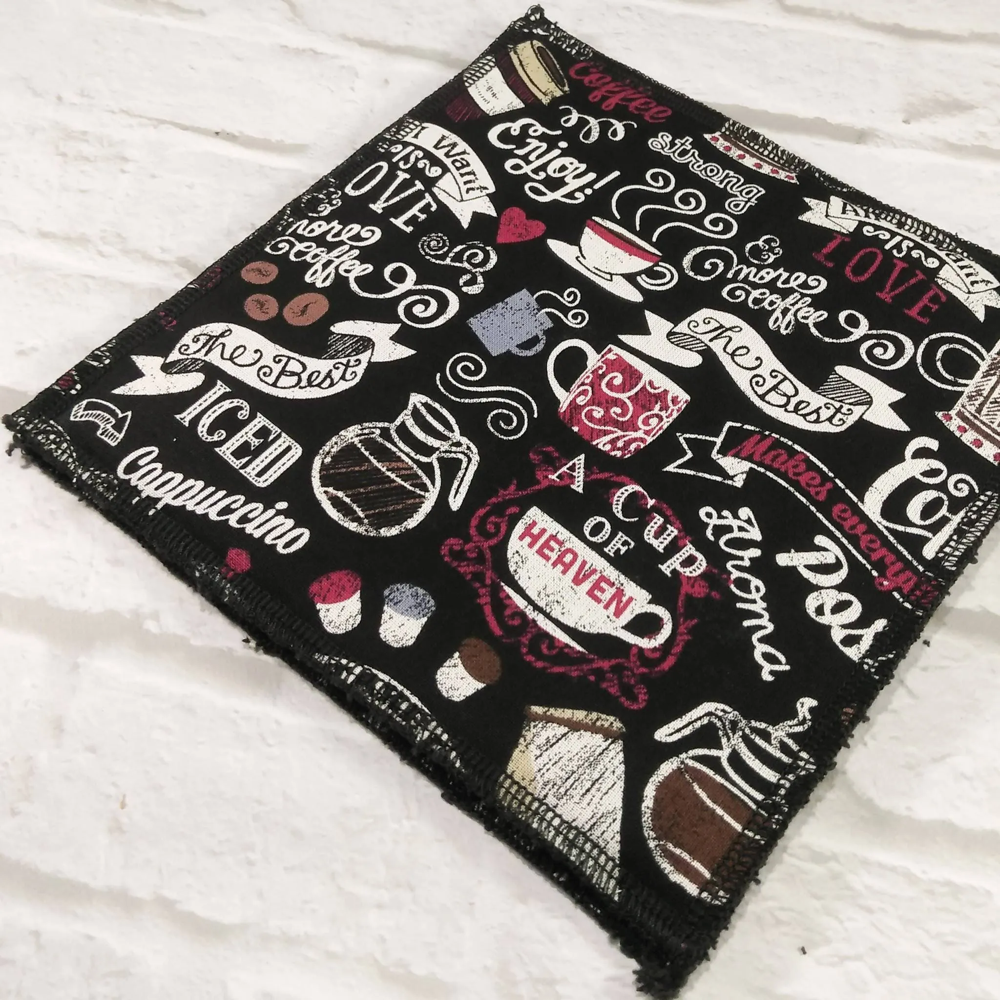 Reusable dishcloth coffee and love