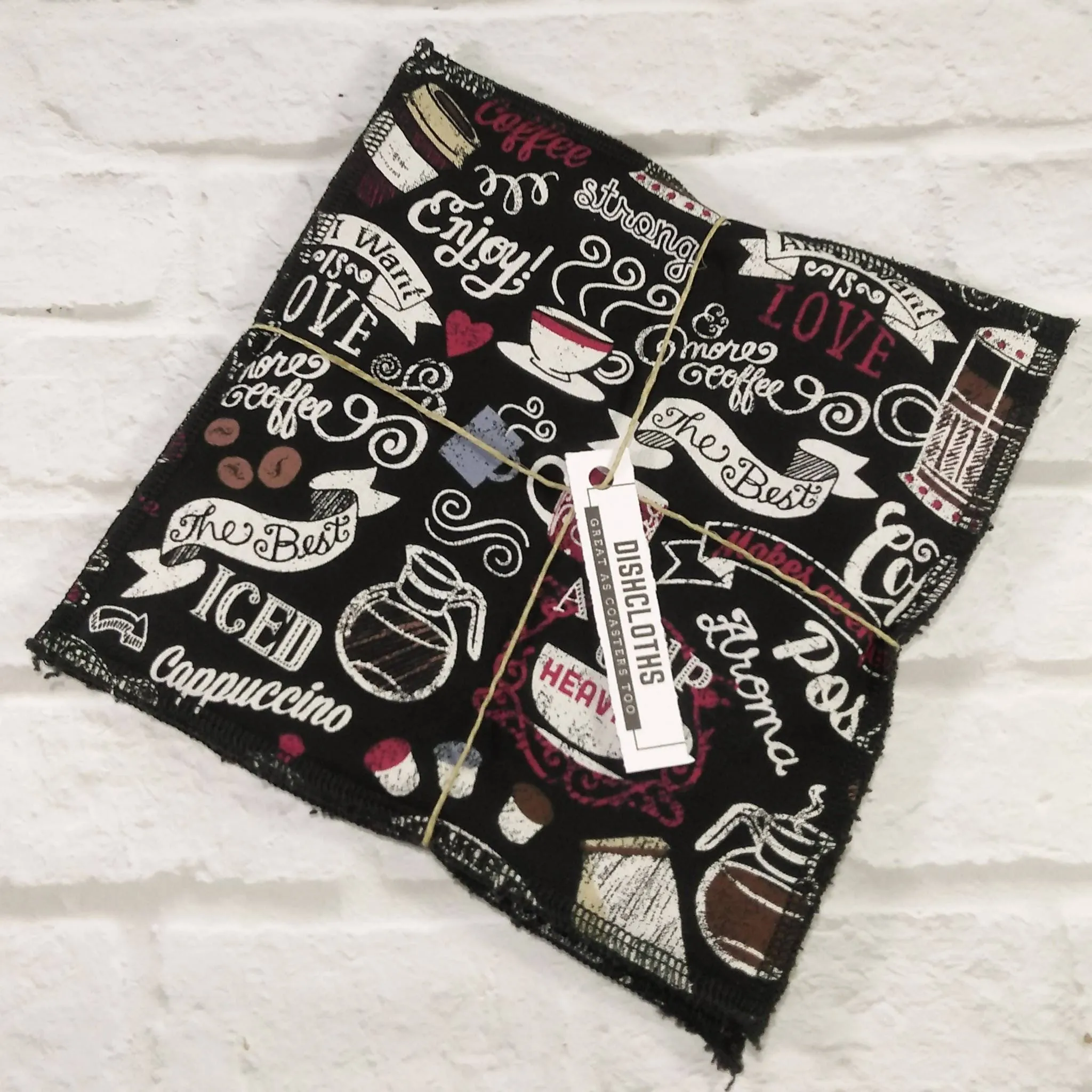Reusable dishcloth coffee and love