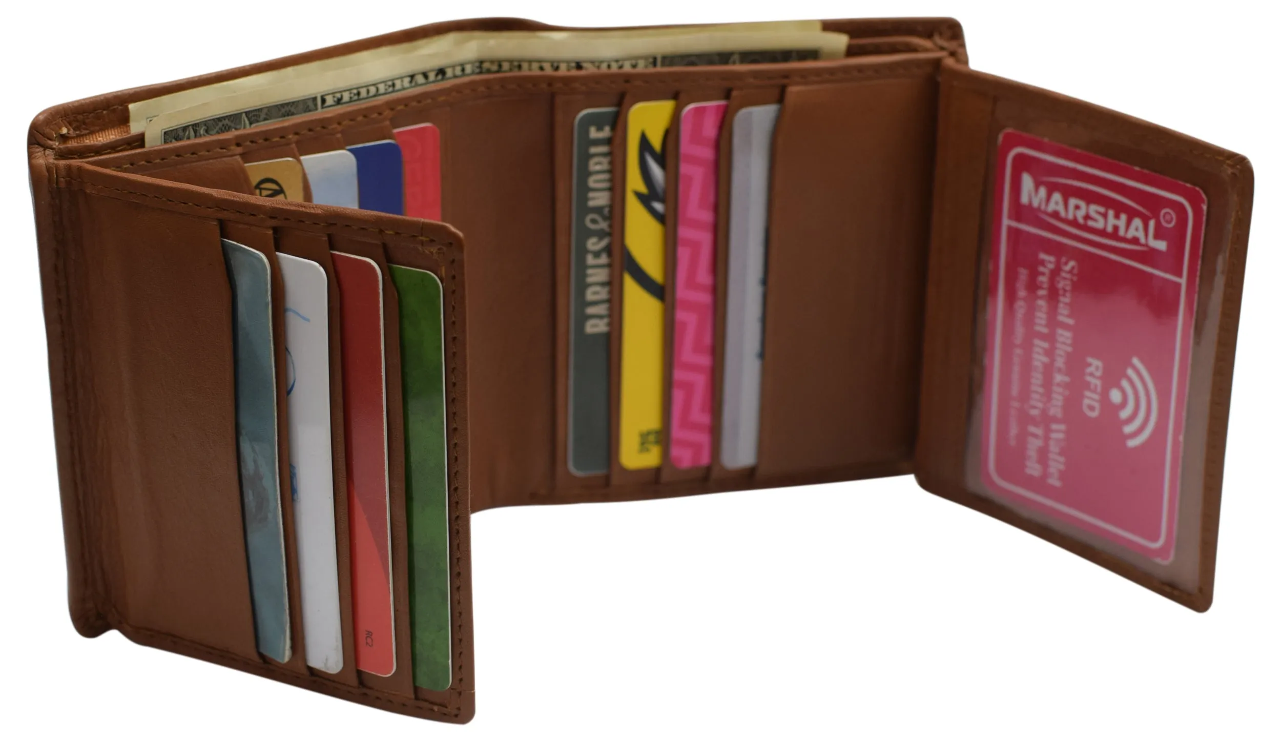 RFID Blocking Hipster Bifold Dual Genuine Leather Men's Wallet 632192