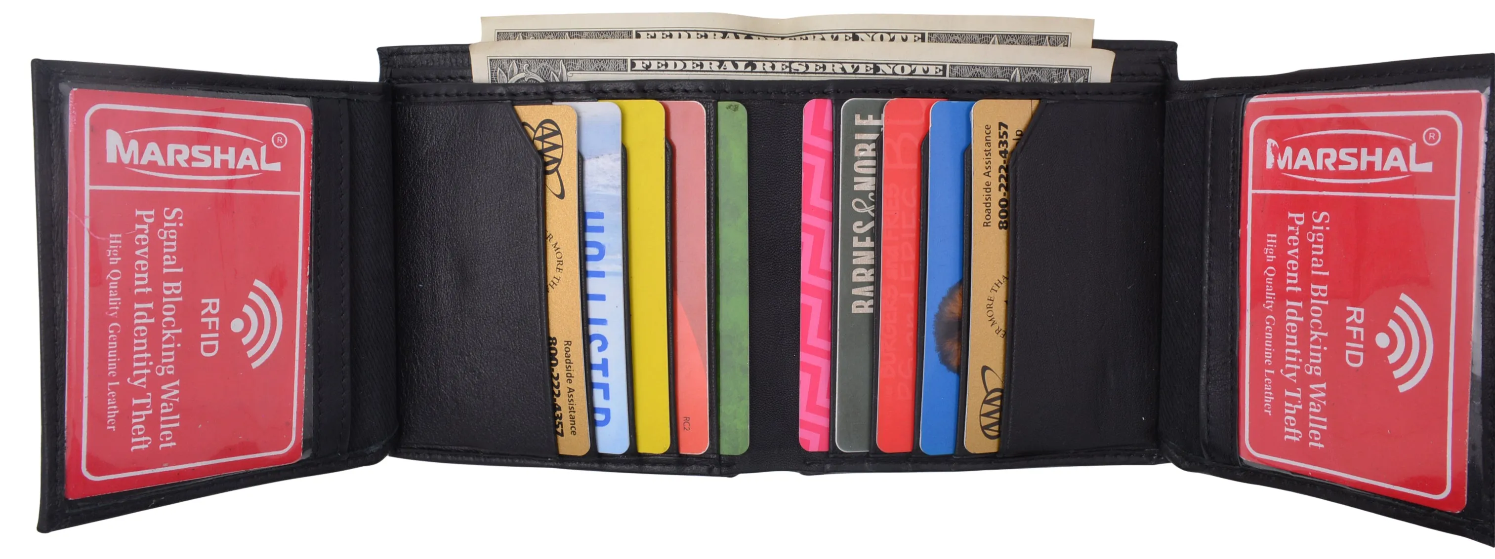 RFID Blocking Hipster Bifold Dual Genuine Leather Men's Wallet 632192