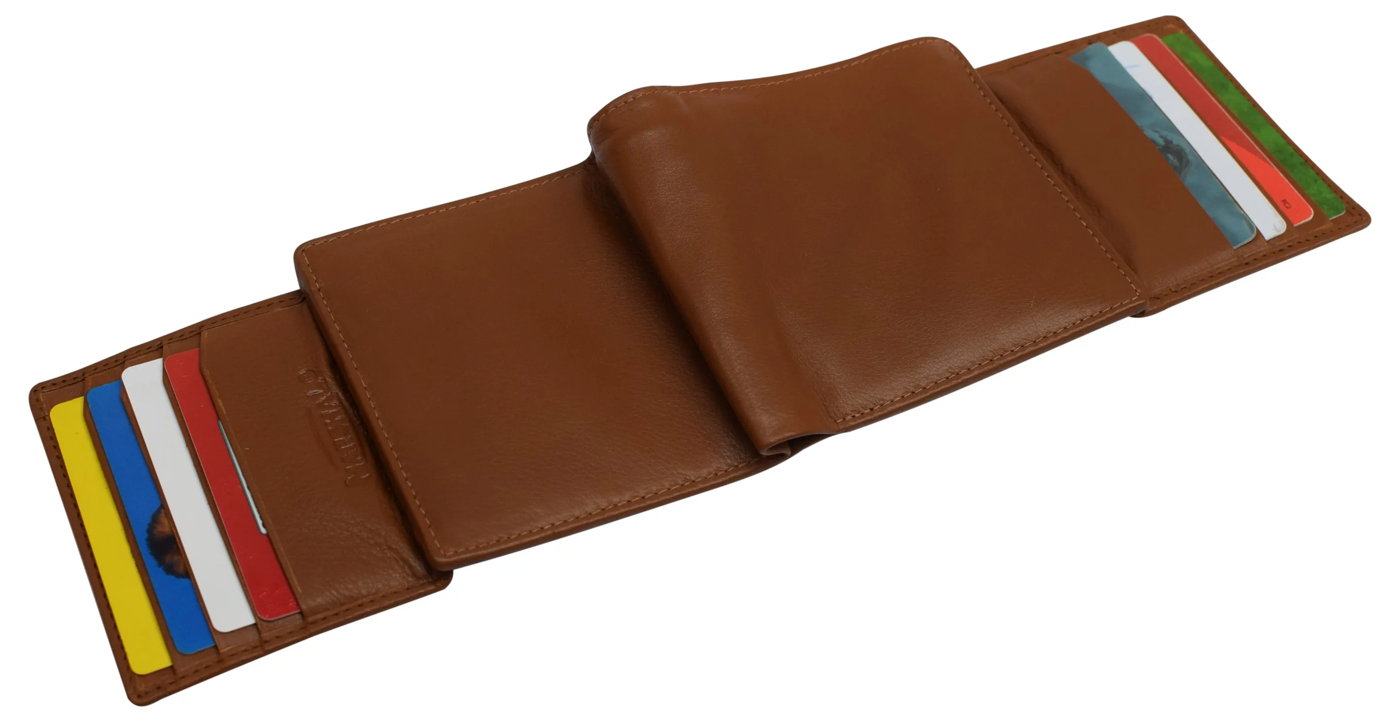 RFID Blocking Hipster Bifold Dual Genuine Leather Men's Wallet 632192