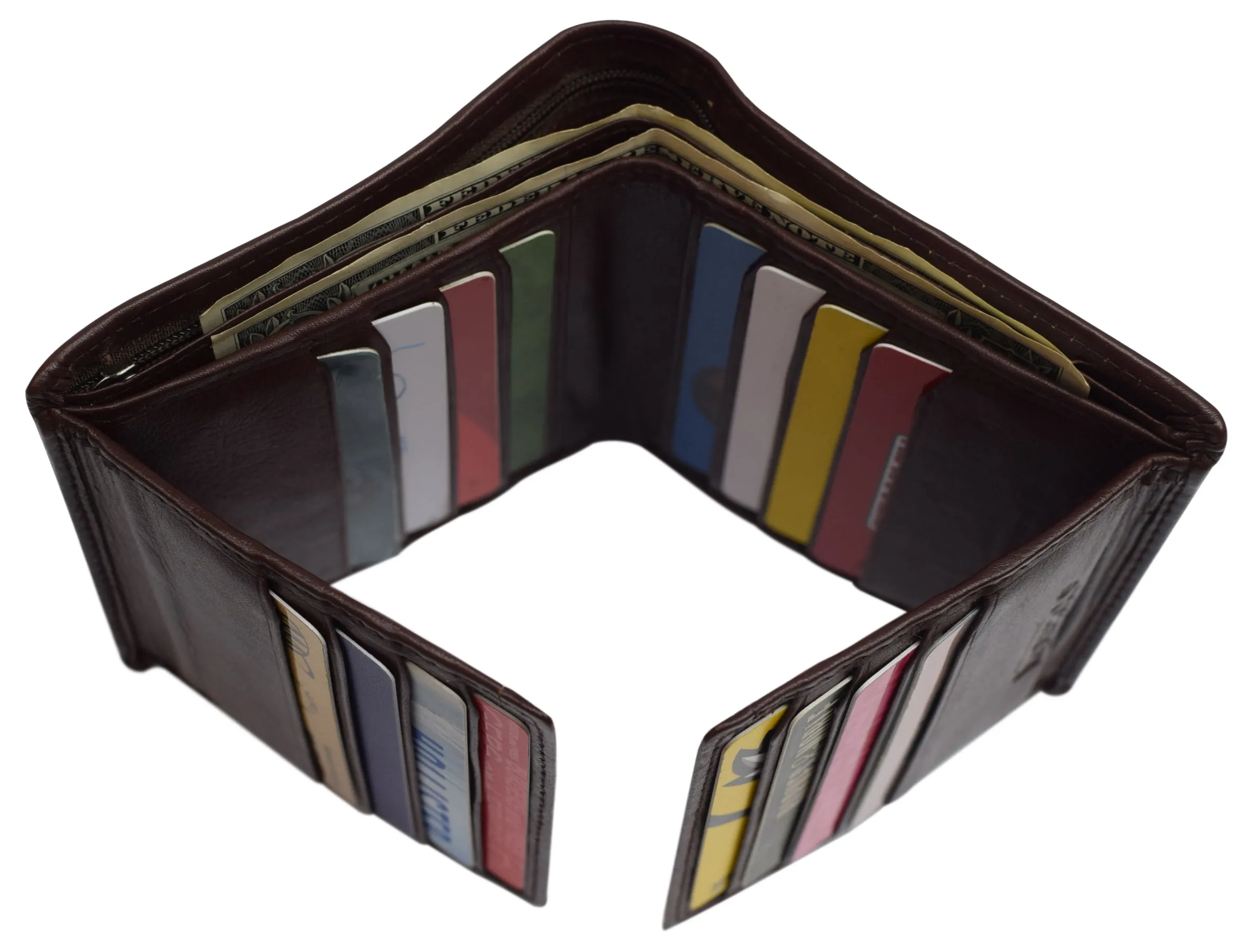 RFID Blocking Hipster Bifold Dual Genuine Leather Men's Wallet 632192