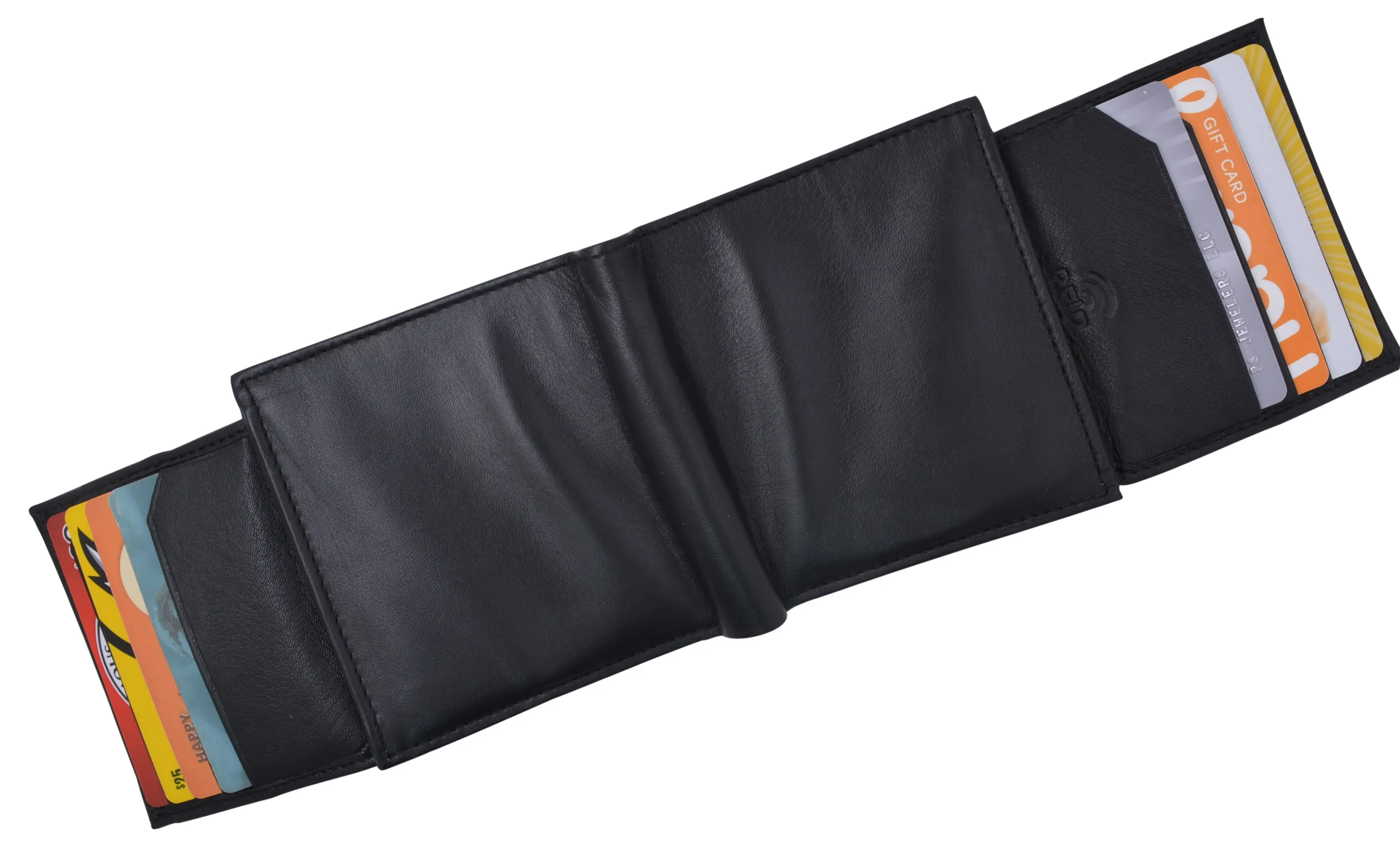 RFID Blocking Hipster Bifold Dual Genuine Leather Men's Wallet 632192