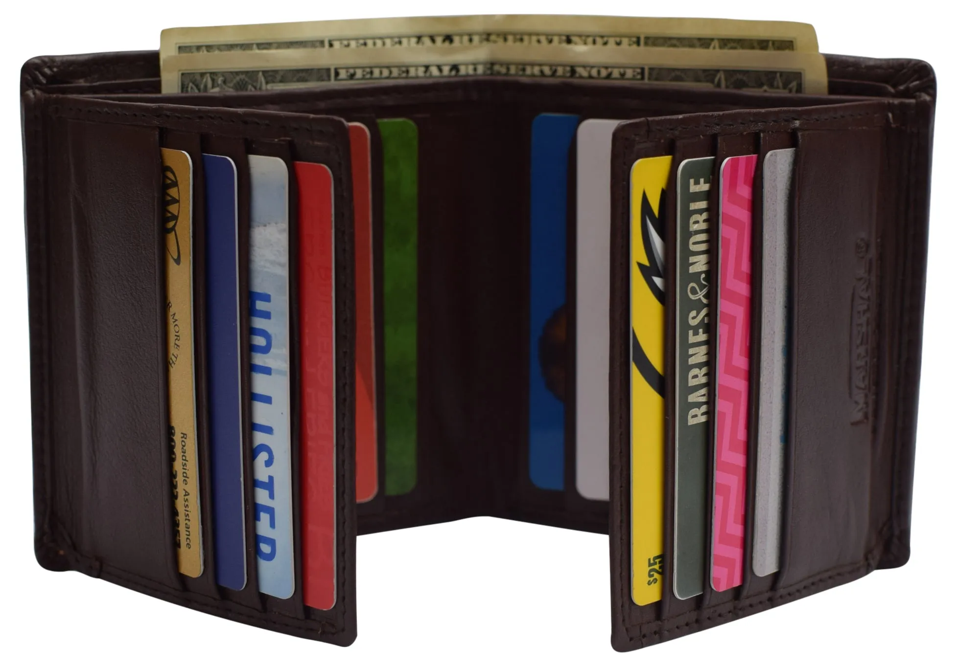 RFID Blocking Hipster Bifold Dual Genuine Leather Men's Wallet 632192