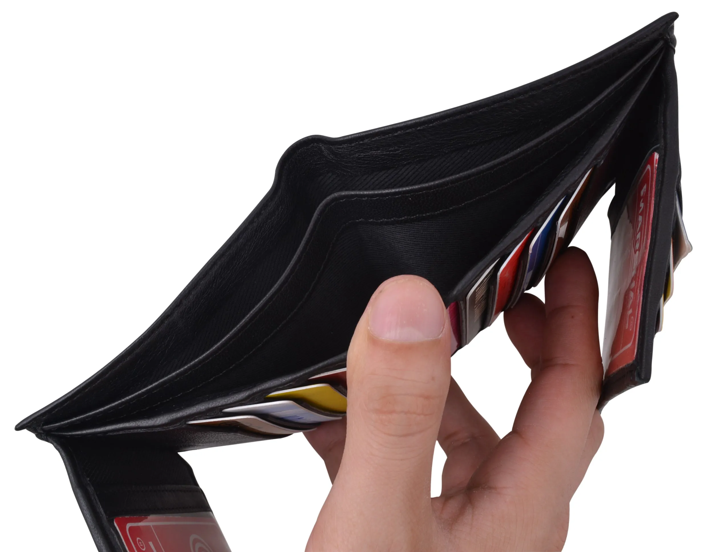 RFID Blocking Hipster Bifold Dual Genuine Leather Men's Wallet 632192