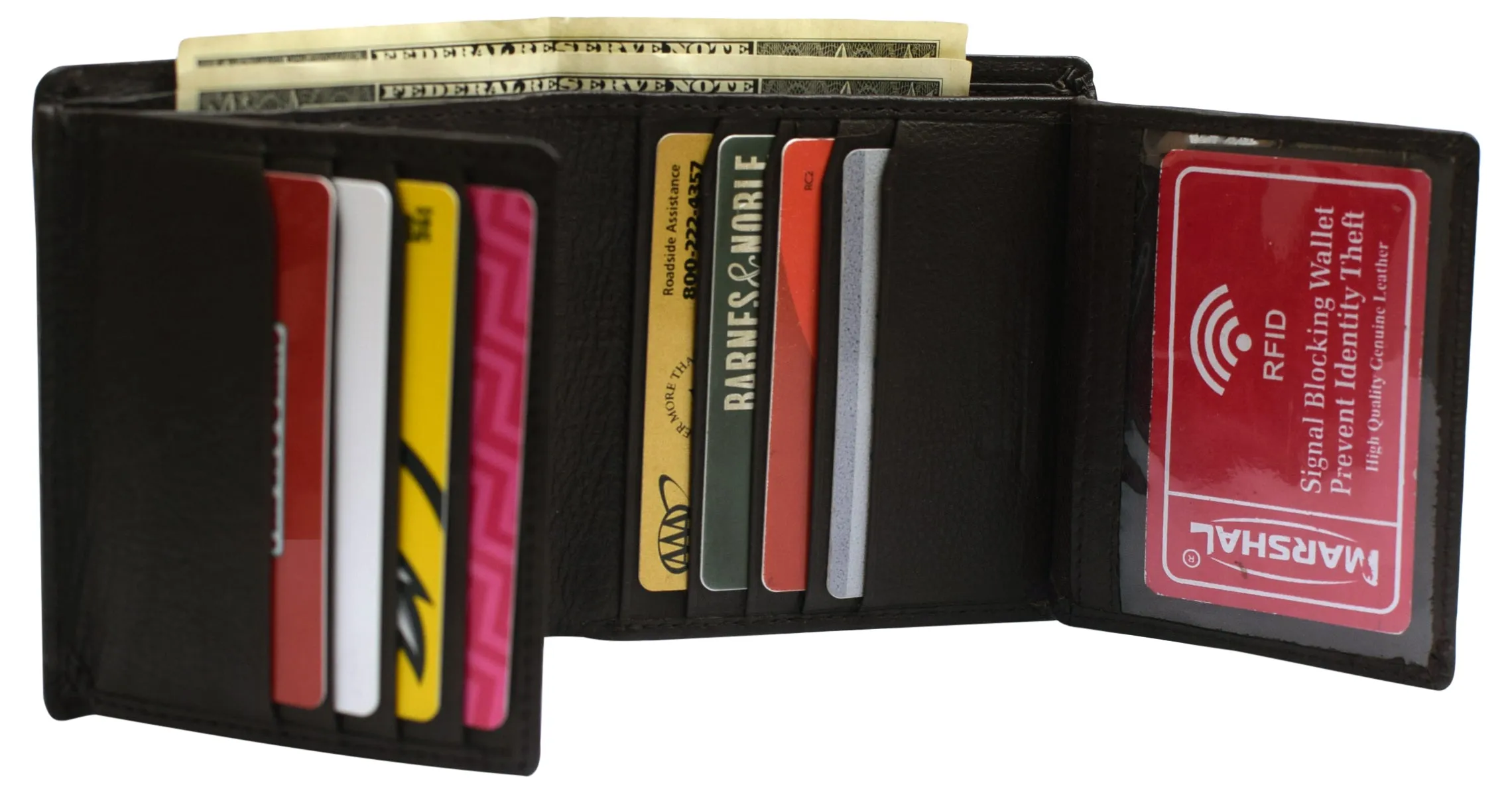 RFID Blocking Hipster Bifold Dual Genuine Leather Men's Wallet 632192