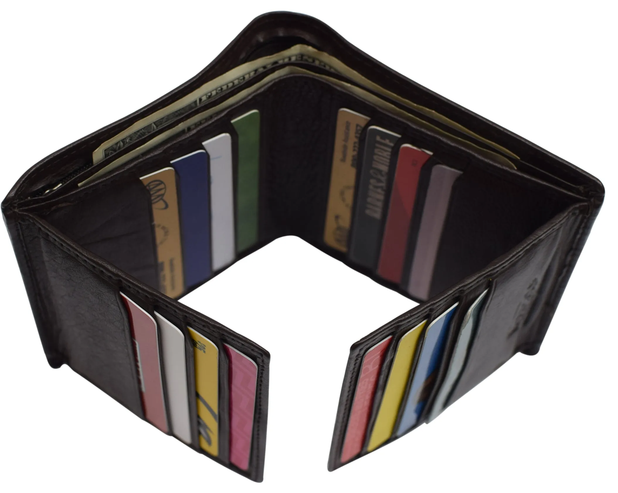 RFID Blocking Hipster Bifold Dual Genuine Leather Men's Wallet 632192