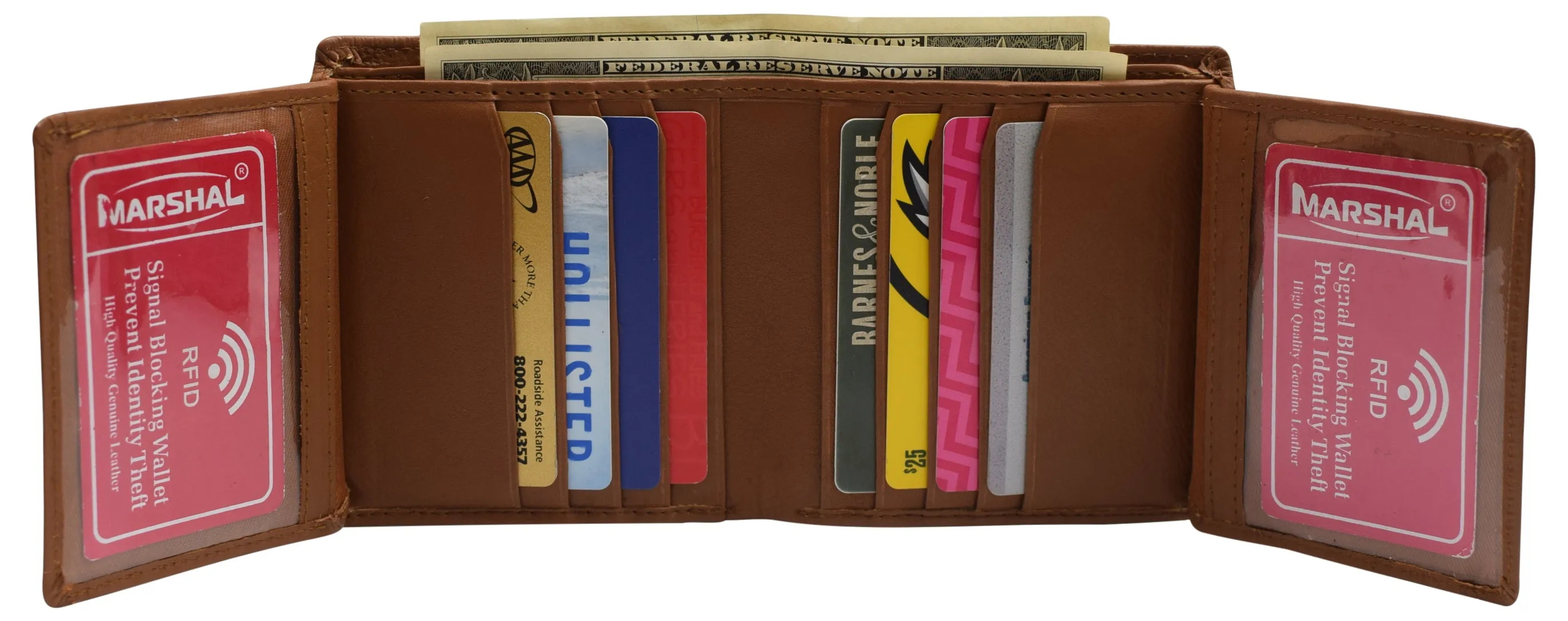RFID Blocking Hipster Bifold Dual Genuine Leather Men's Wallet 632192