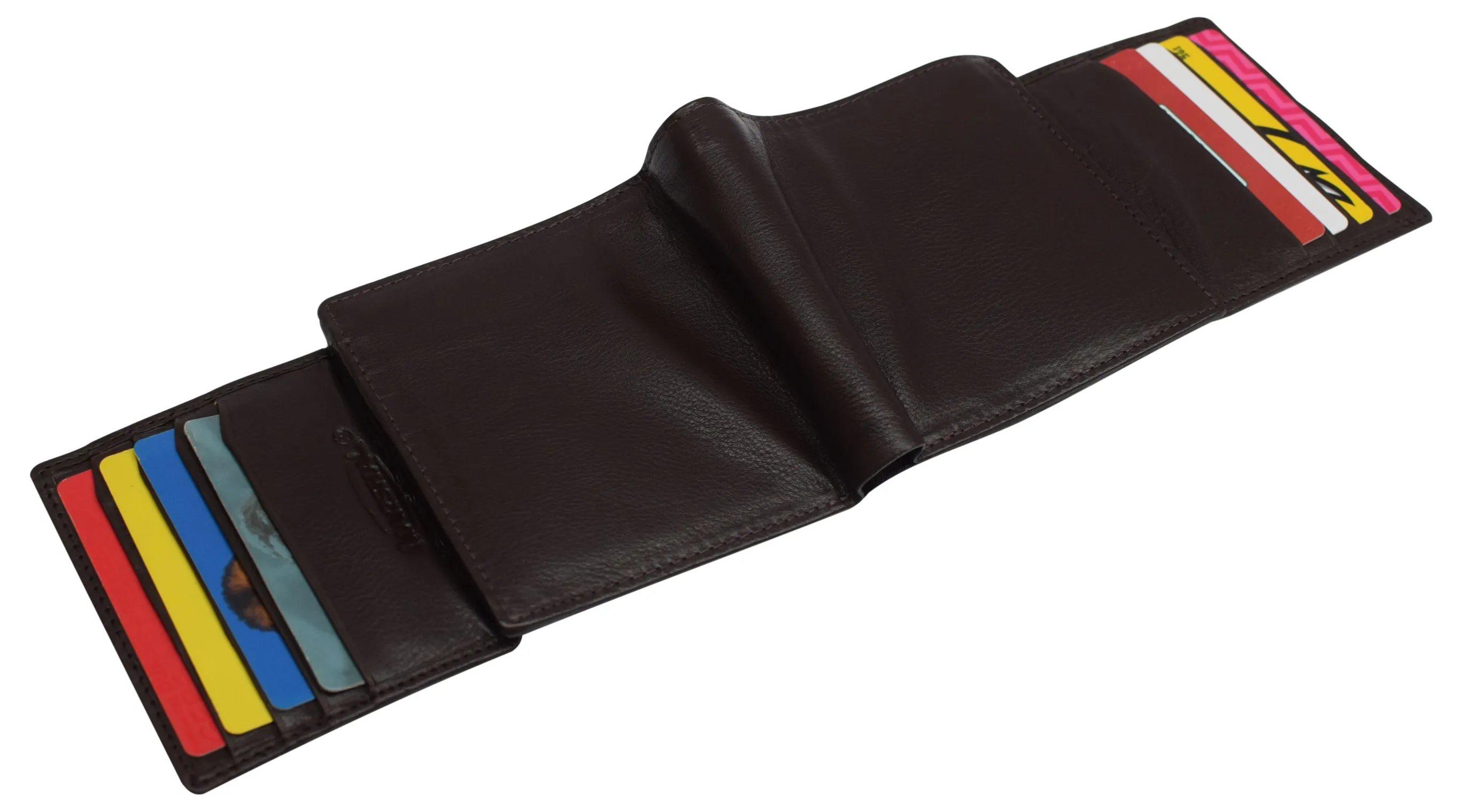 RFID Blocking Hipster Bifold Dual Genuine Leather Men's Wallet 632192