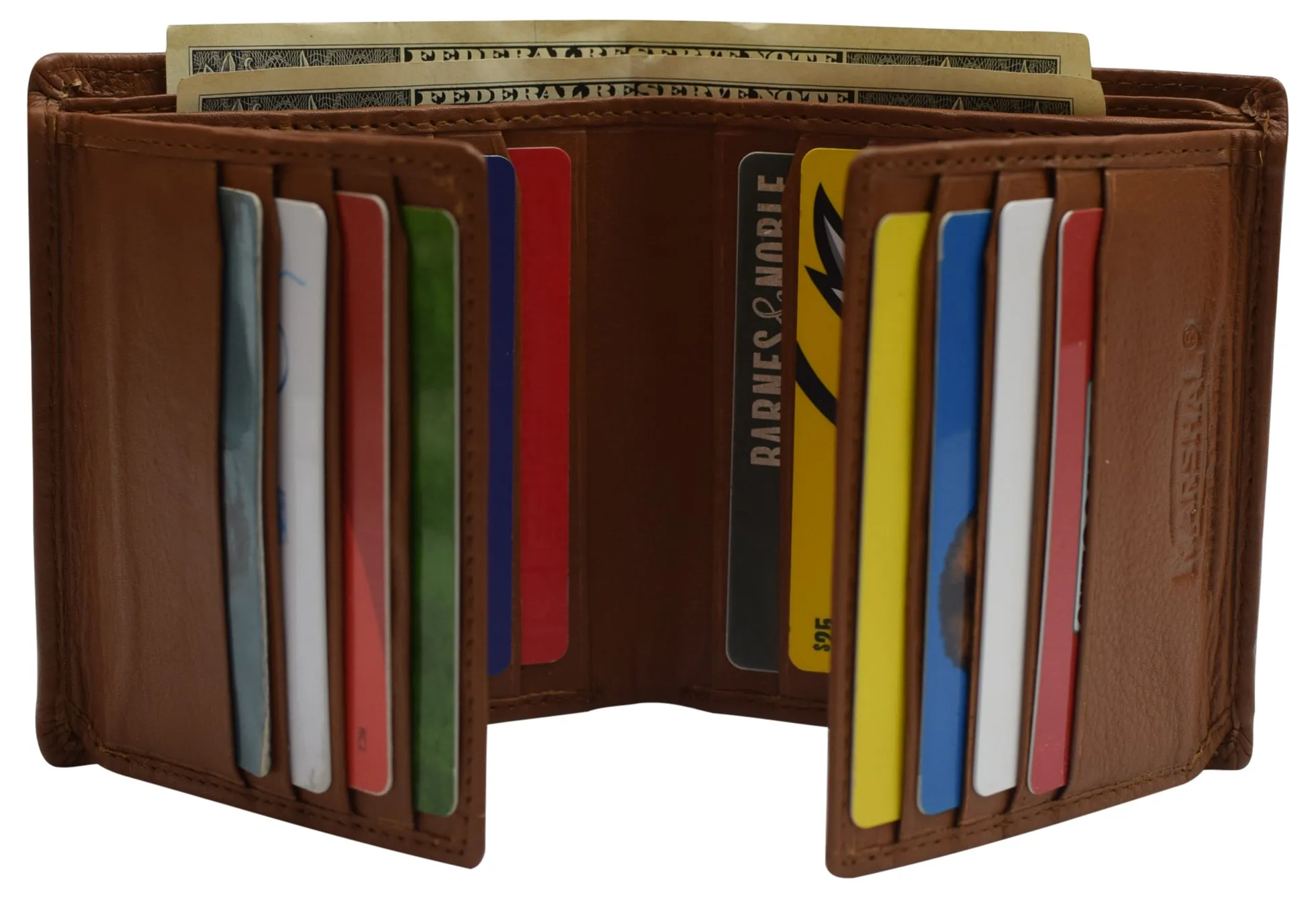 RFID Blocking Hipster Bifold Dual Genuine Leather Men's Wallet 632192