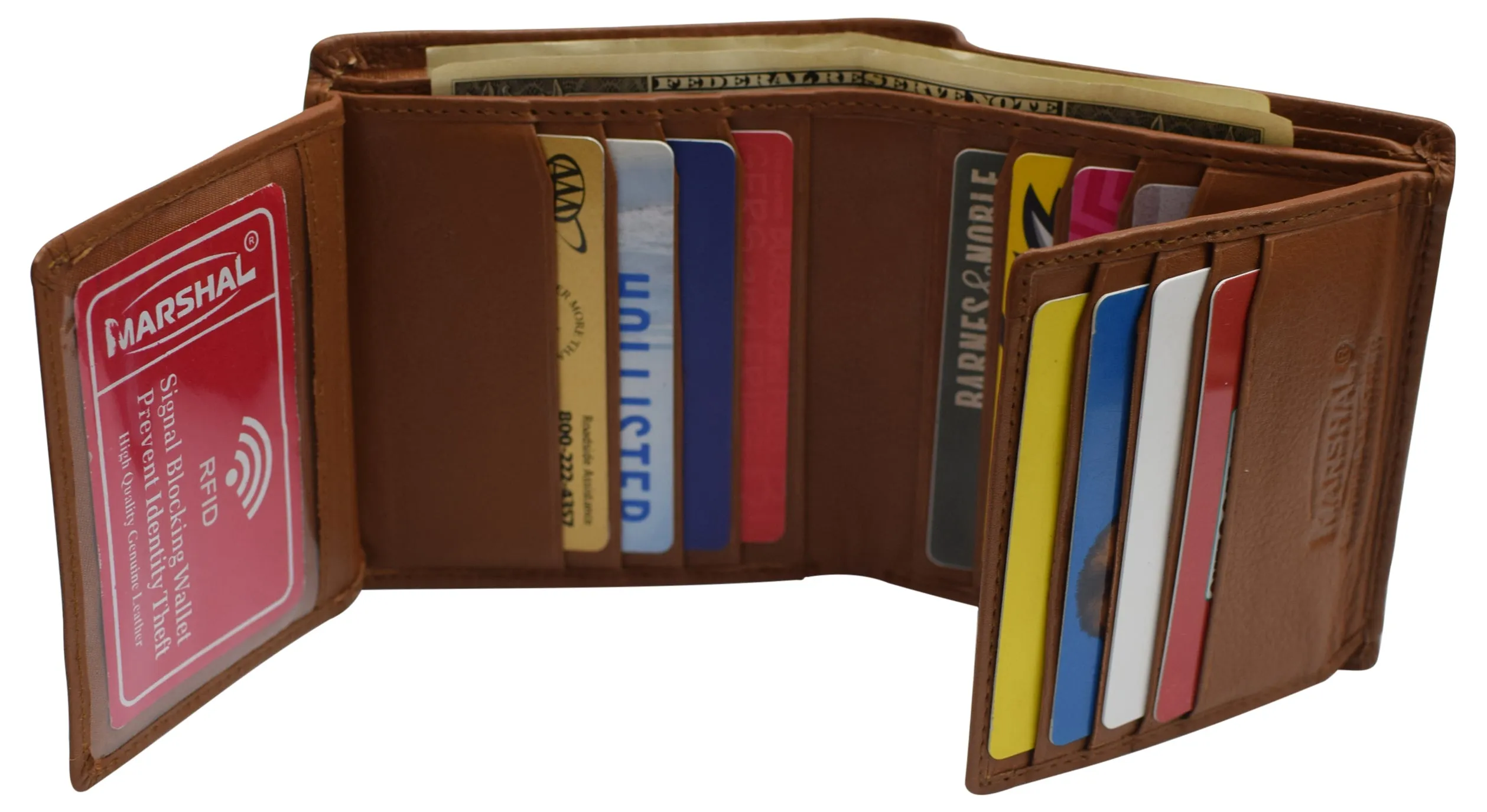 RFID Blocking Hipster Bifold Dual Genuine Leather Men's Wallet 632192