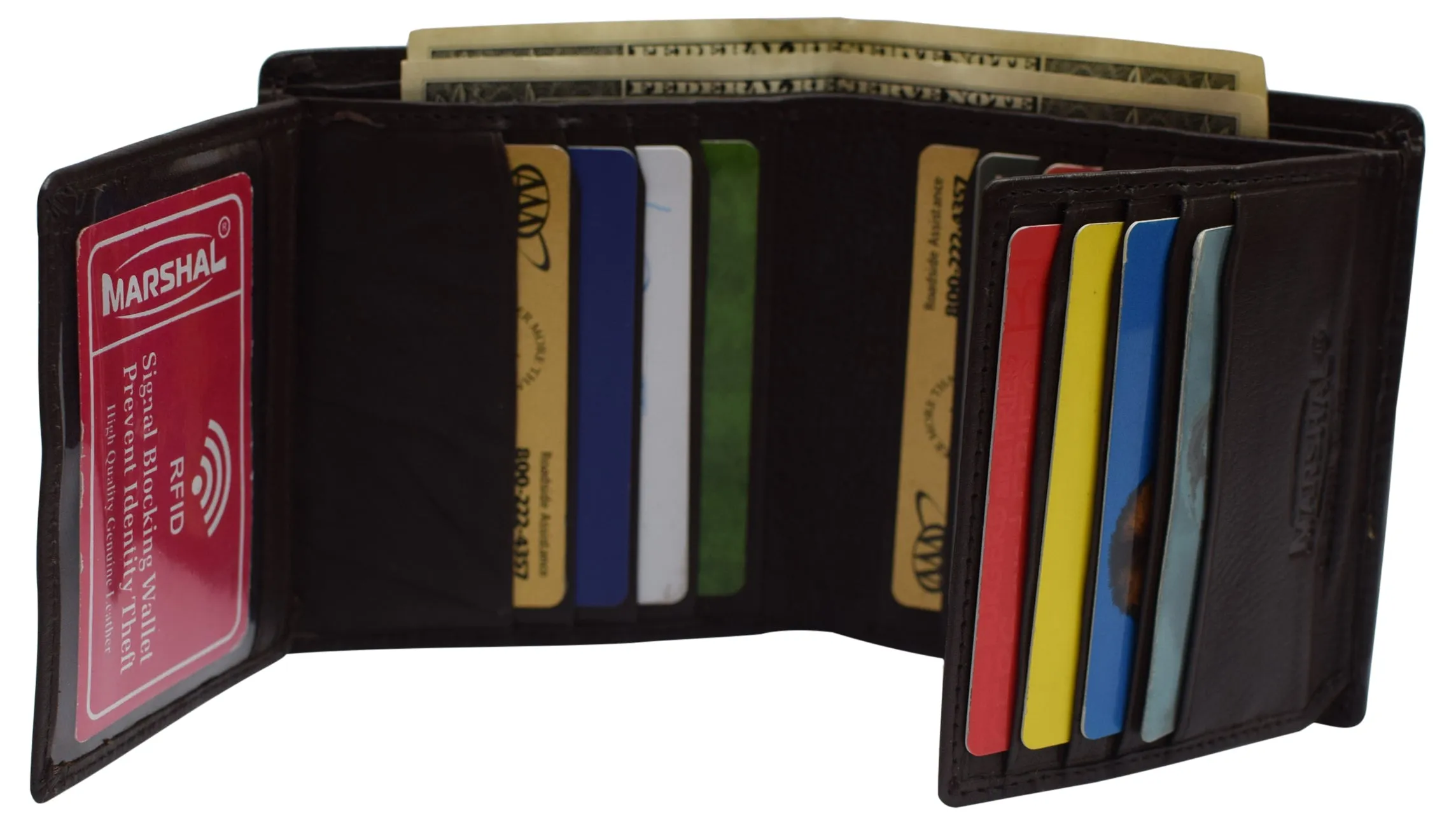 RFID Blocking Hipster Bifold Dual Genuine Leather Men's Wallet 632192