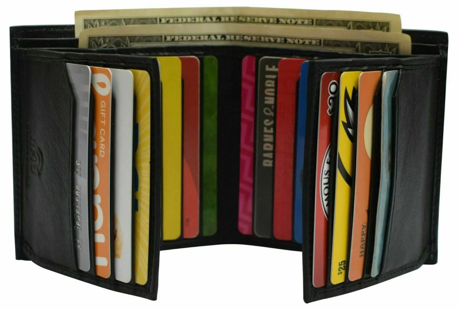 RFID Blocking Hipster Bifold Dual Genuine Leather Men's Wallet 632192