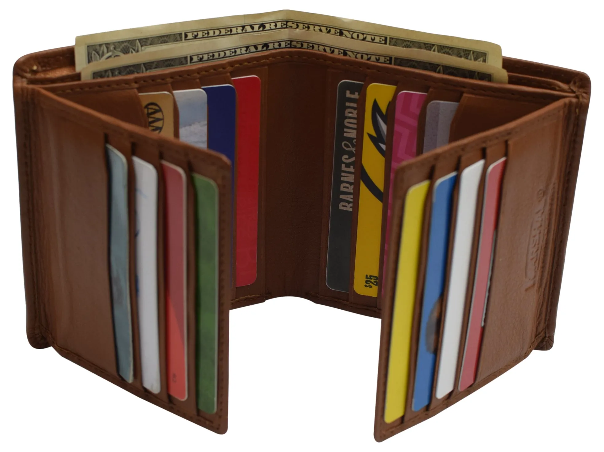 RFID Blocking Hipster Bifold Dual Genuine Leather Men's Wallet 632192