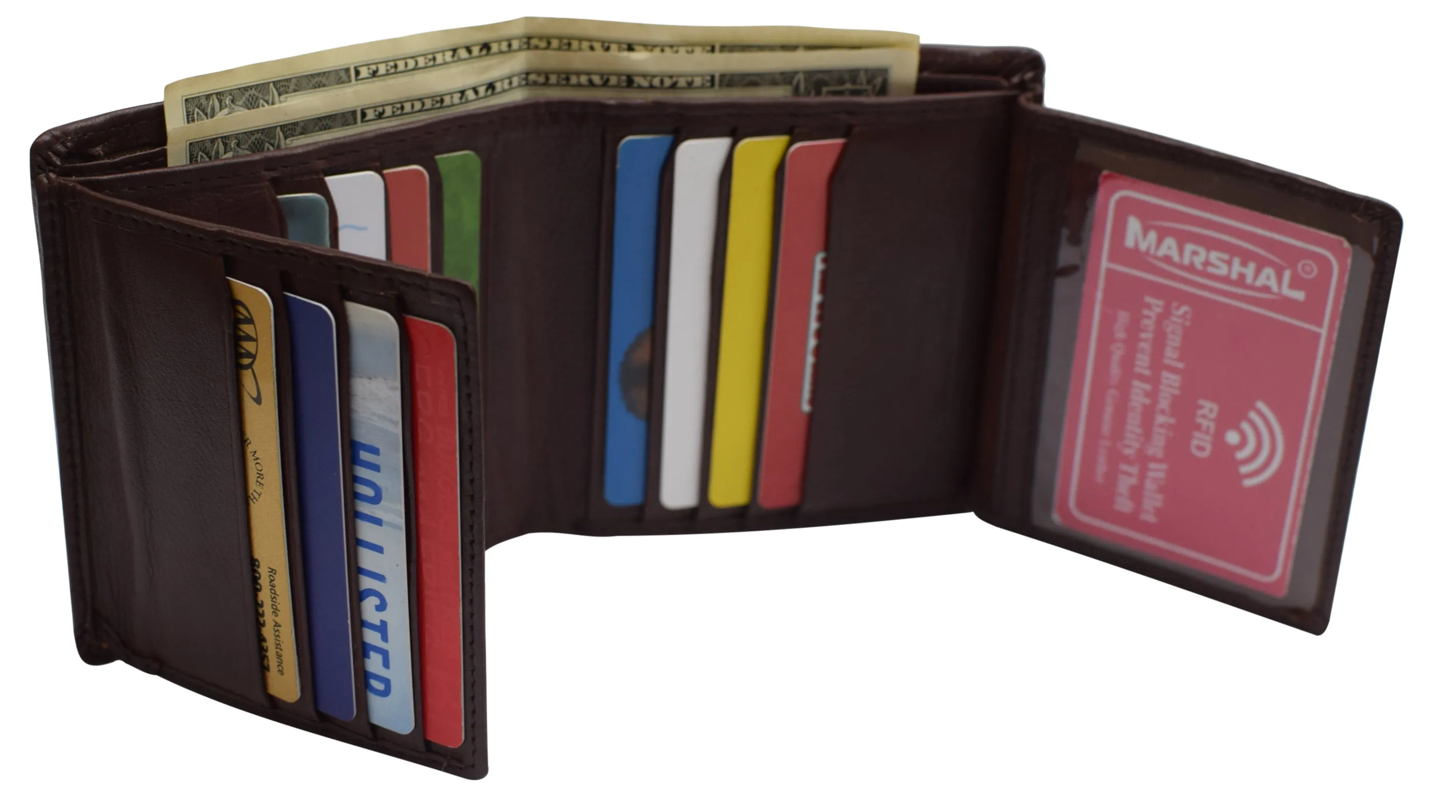 RFID Blocking Hipster Bifold Dual Genuine Leather Men's Wallet 632192