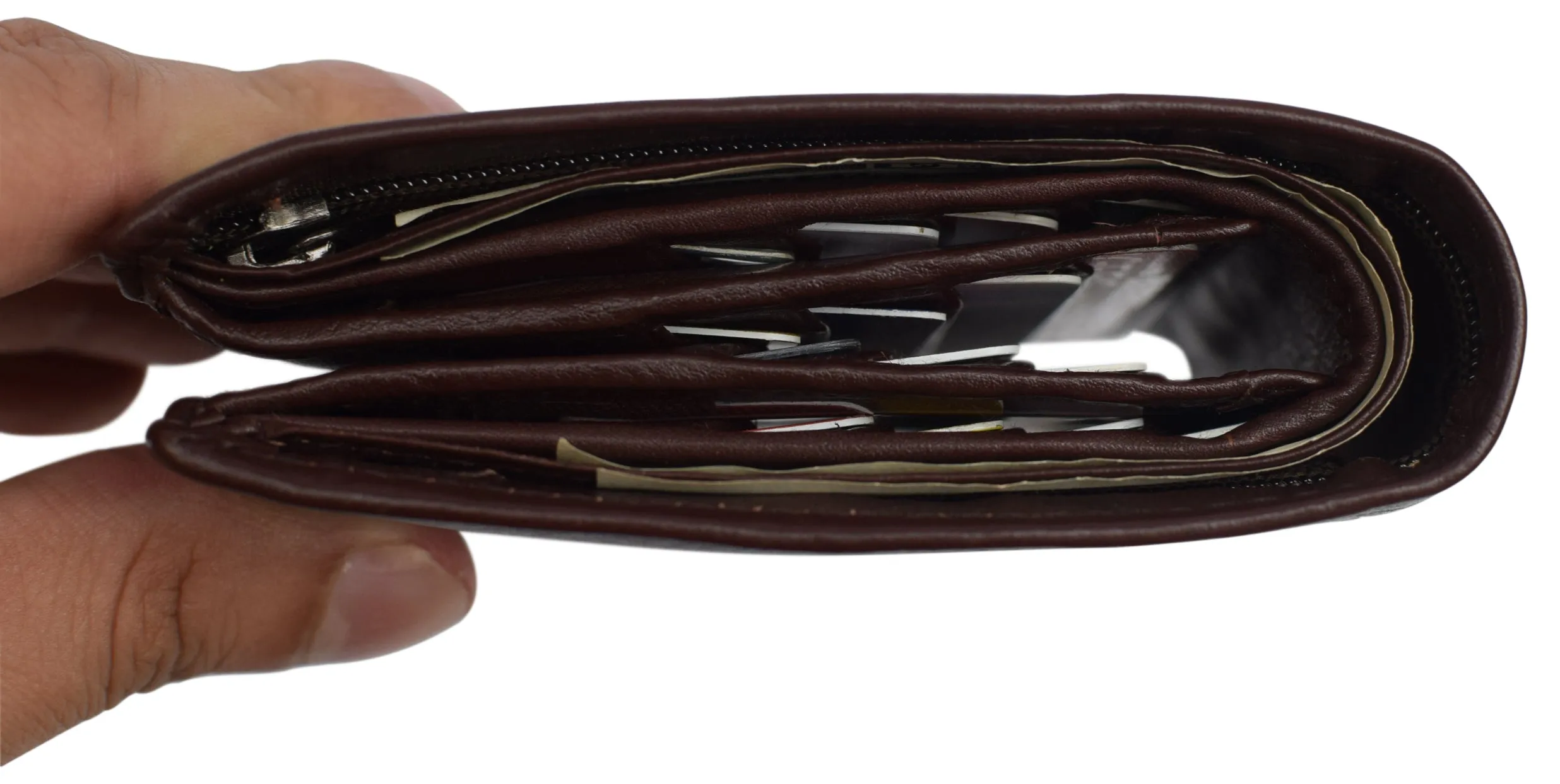 RFID Blocking Hipster Bifold Dual Genuine Leather Men's Wallet 632192