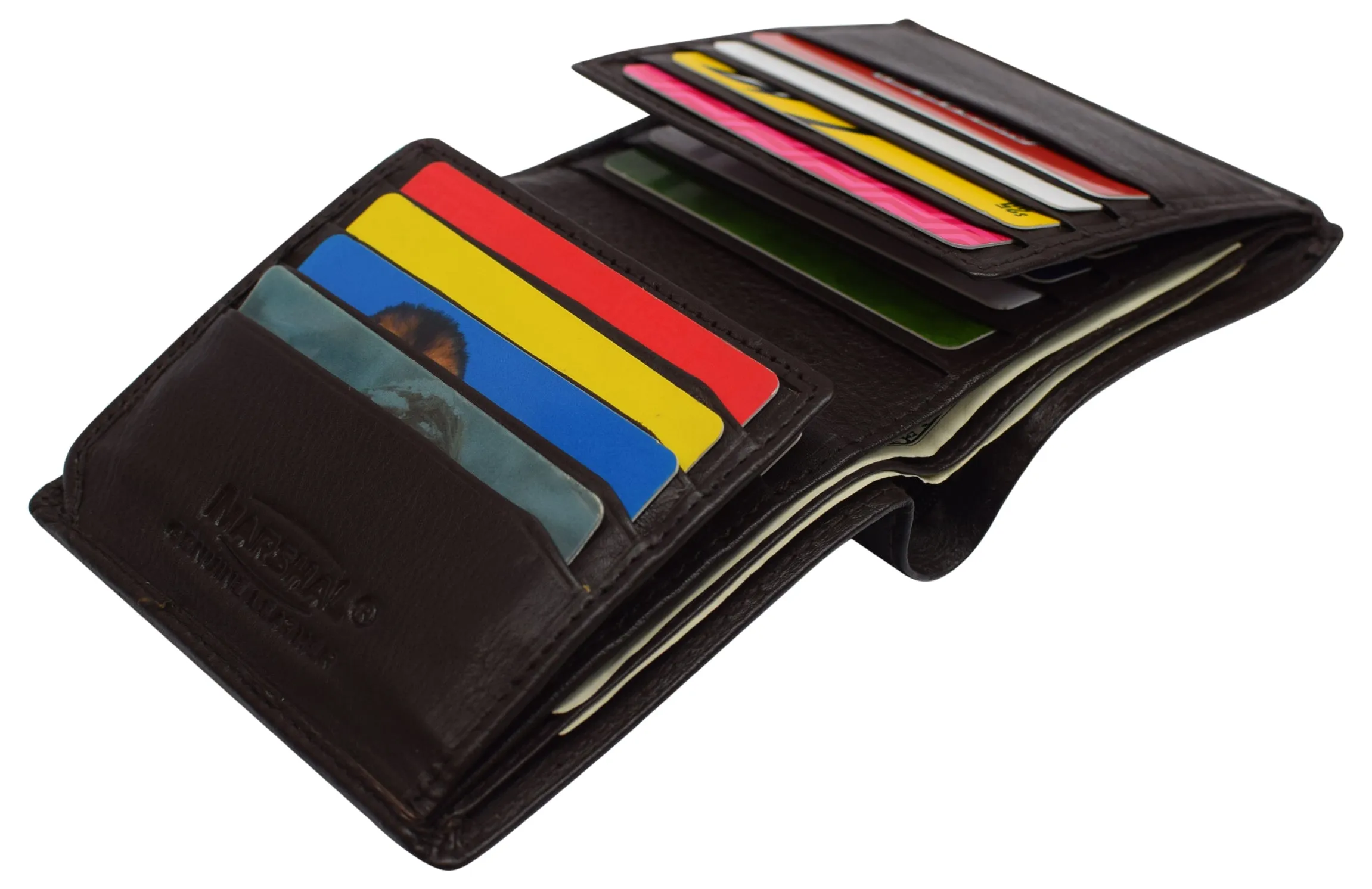 RFID Blocking Hipster Bifold Dual Genuine Leather Men's Wallet 632192