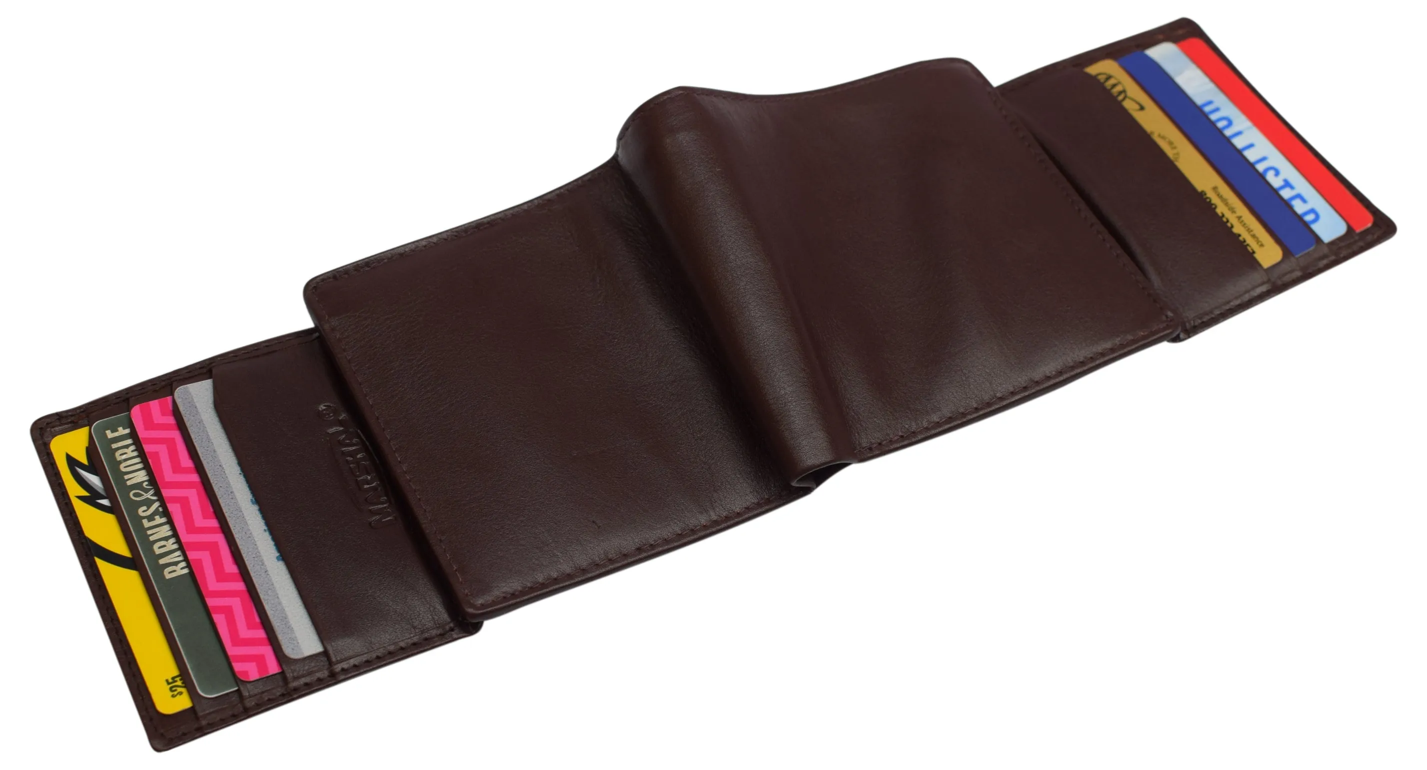 RFID Blocking Hipster Bifold Dual Genuine Leather Men's Wallet 632192