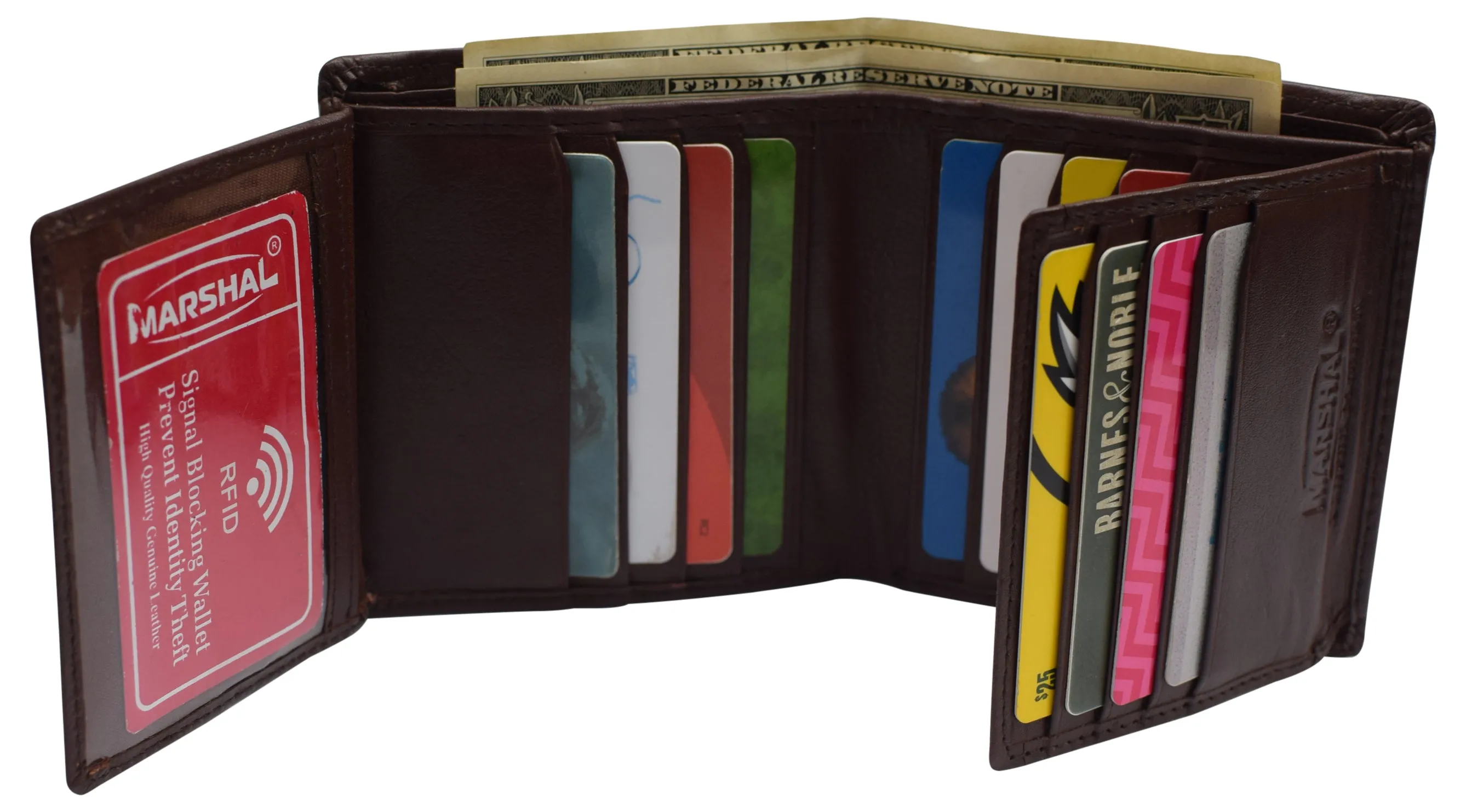 RFID Blocking Hipster Bifold Dual Genuine Leather Men's Wallet 632192