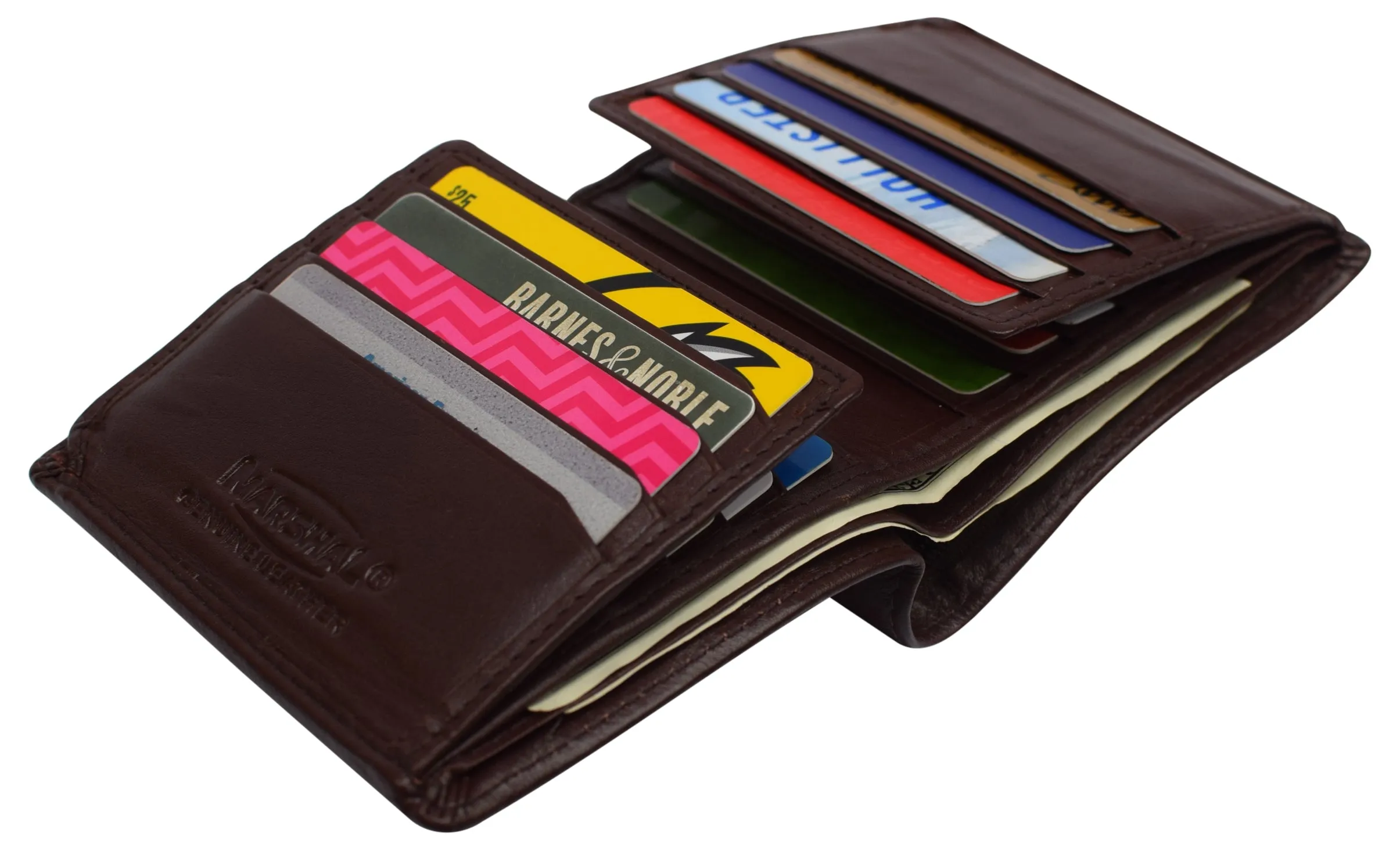 RFID Blocking Hipster Bifold Dual Genuine Leather Men's Wallet 632192