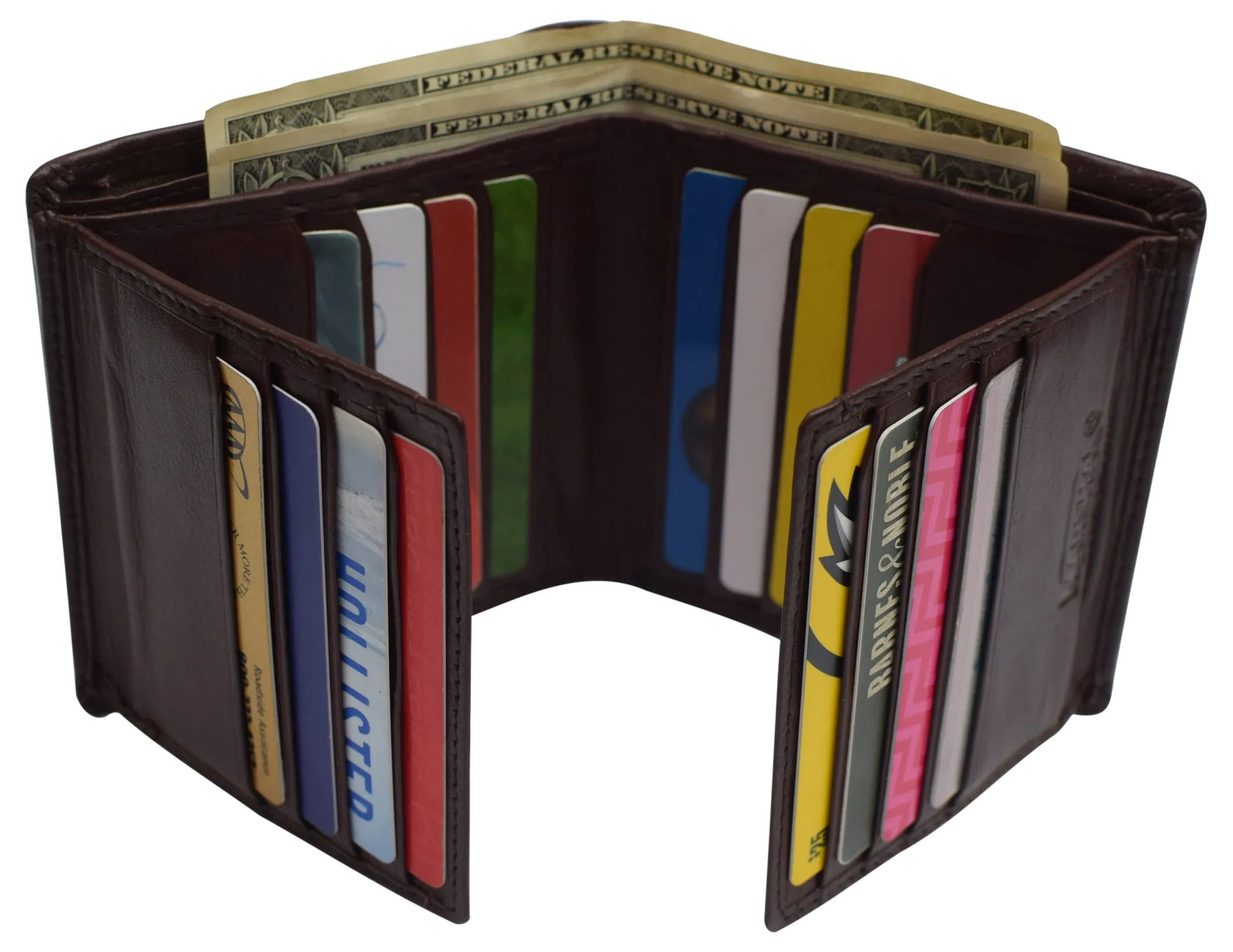 RFID Blocking Hipster Bifold Dual Genuine Leather Men's Wallet 632192
