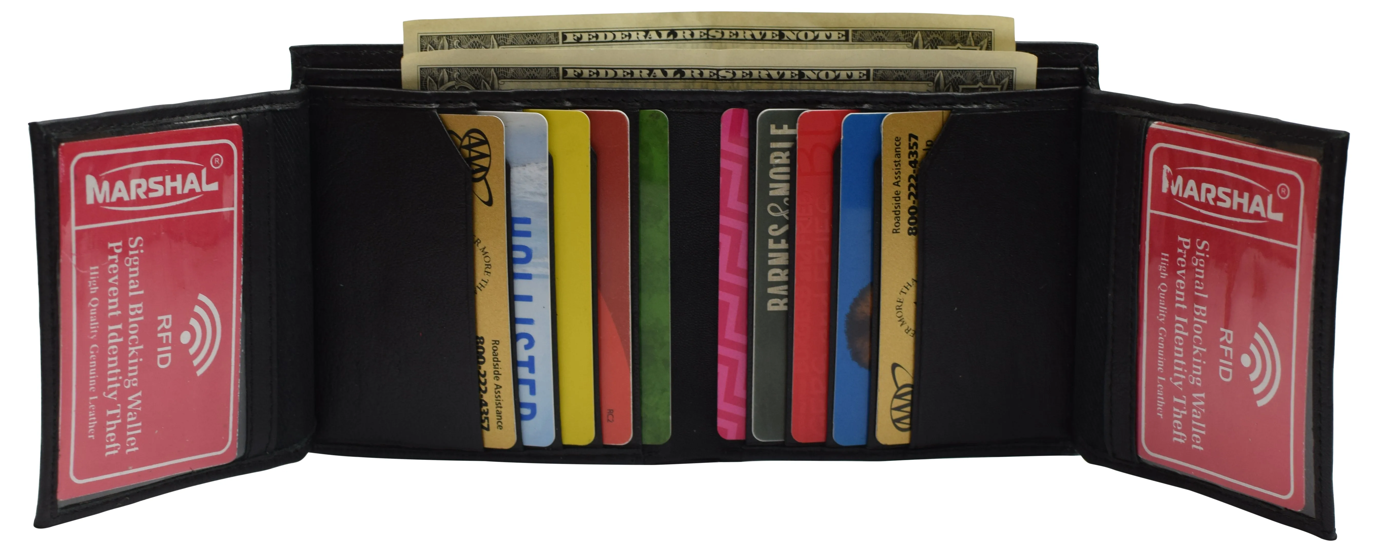 RFID Blocking Hipster Bifold Dual Genuine Leather Men's Wallet 632192