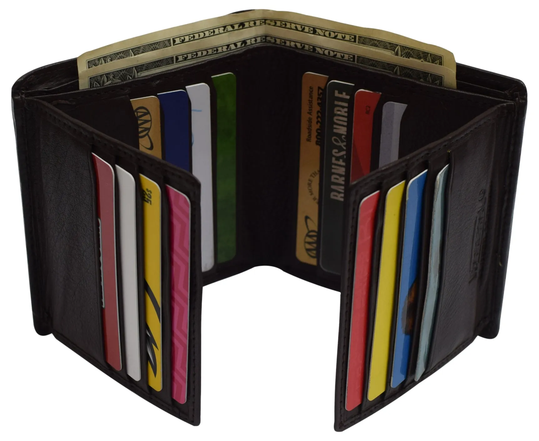 RFID Blocking Hipster Bifold Dual Genuine Leather Men's Wallet 632192