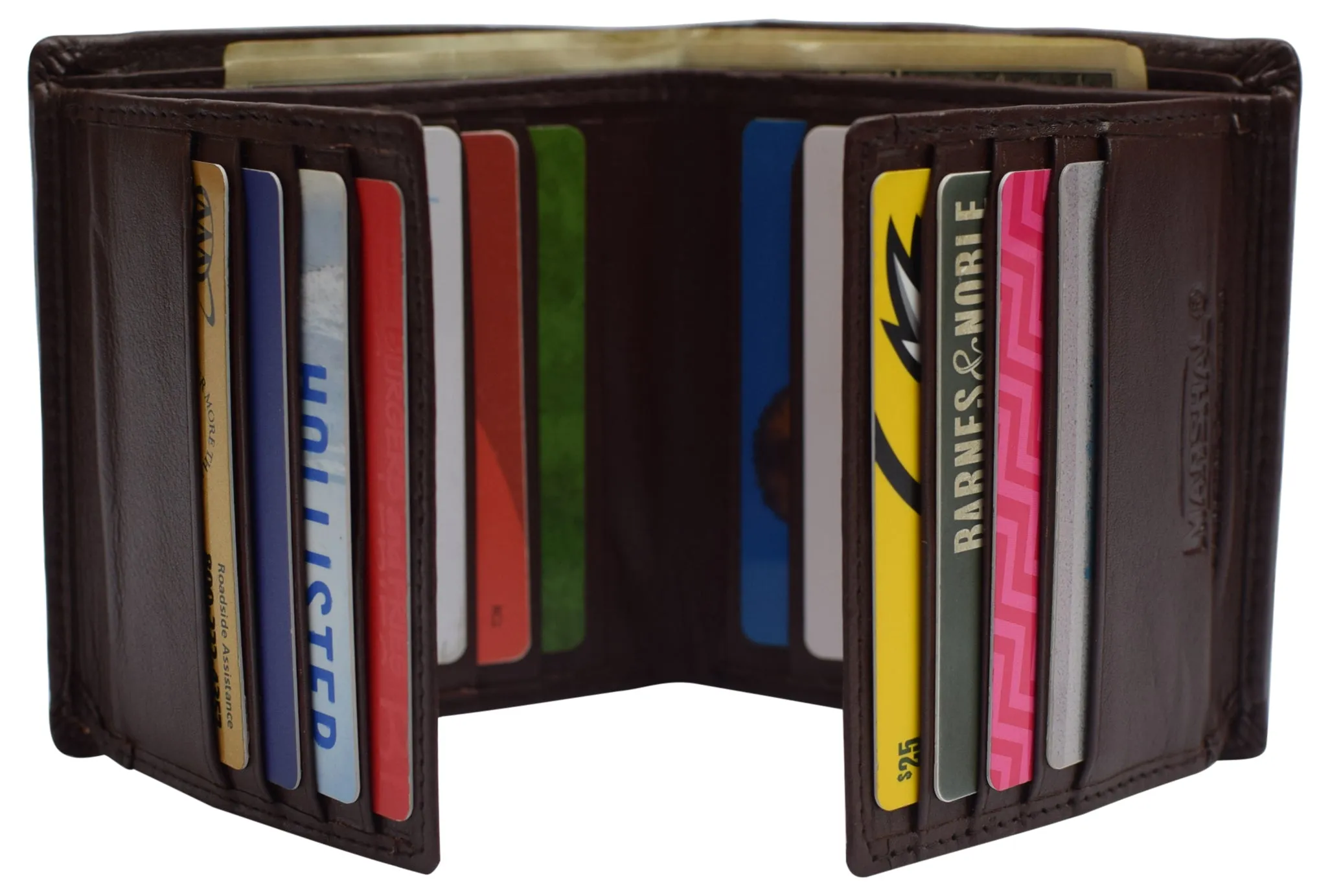 RFID Blocking Hipster Bifold Dual Genuine Leather Men's Wallet 632192