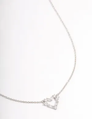 Rhodium Stone Heart Pendant Necklace