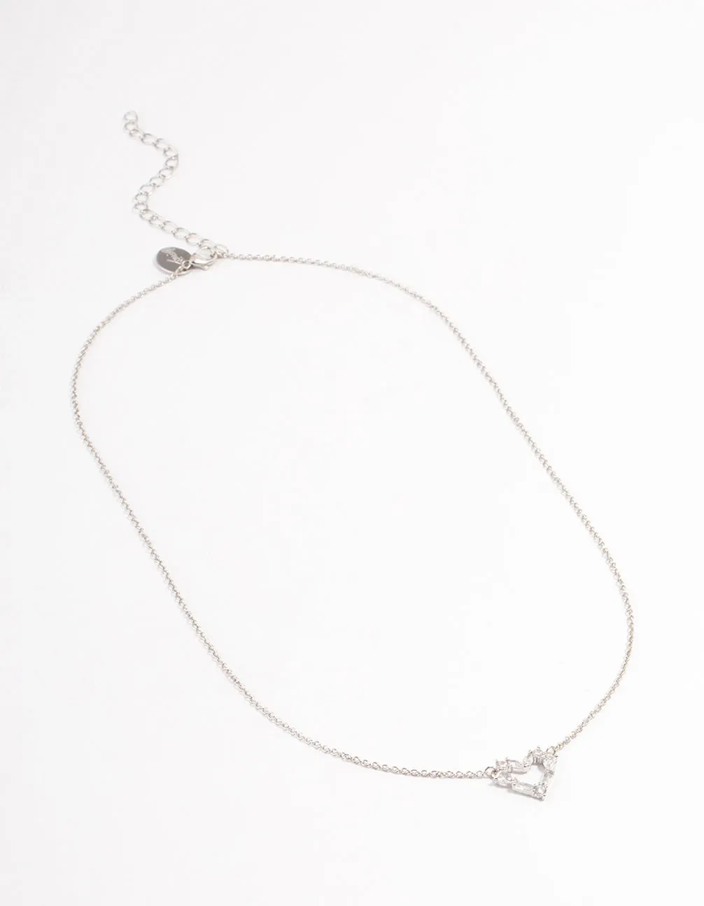 Rhodium Stone Heart Pendant Necklace