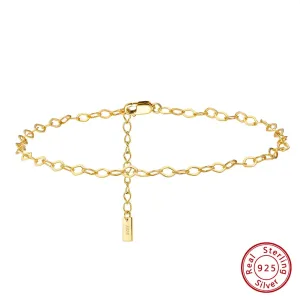 Rhombus Chain Anklets, 2mm (14k Gold Plated | 925 Sterling Silver)