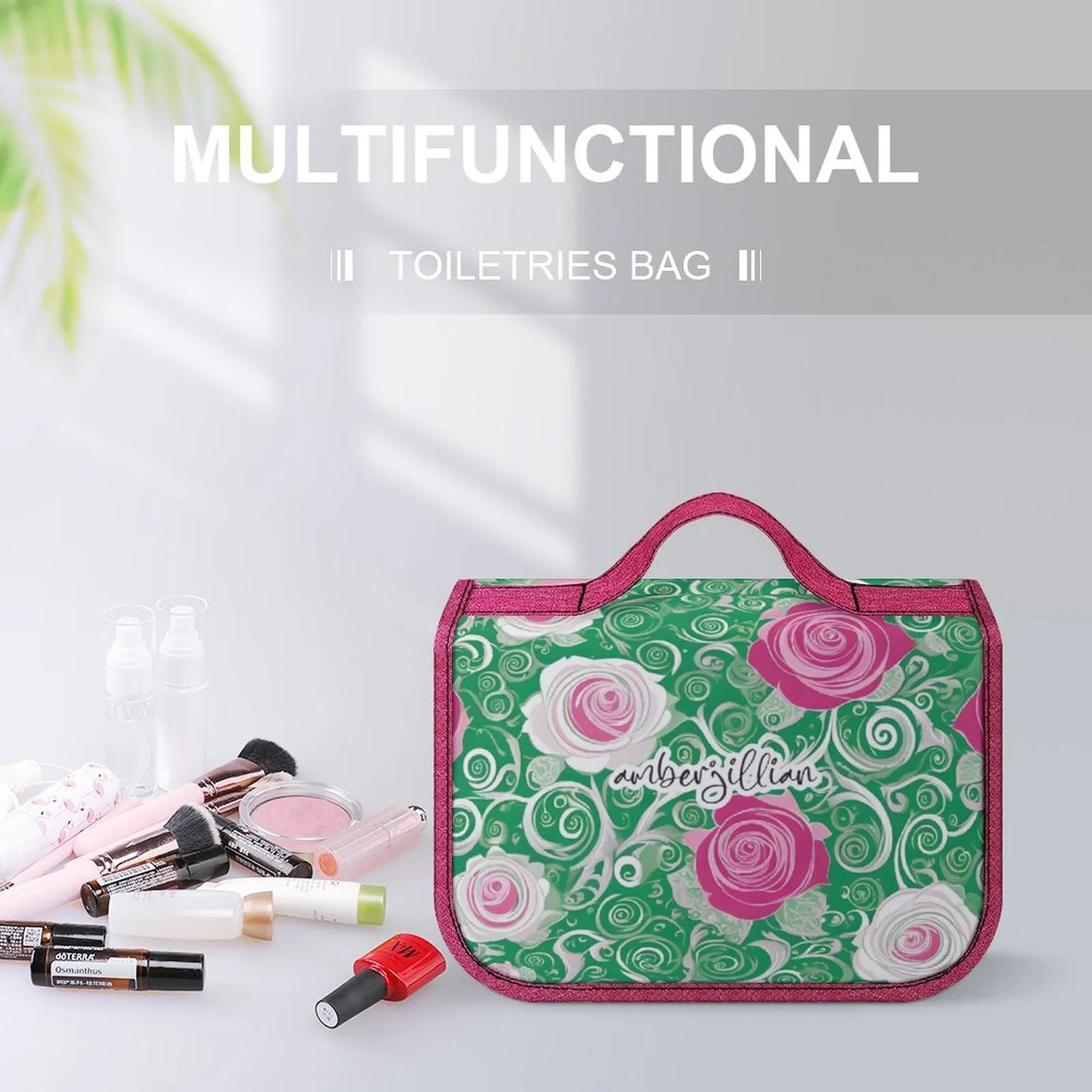 Rosy Green - Travel Hanging Toiletry Bag