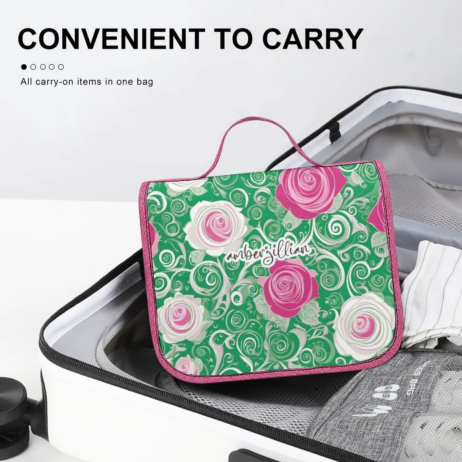 Rosy Green - Travel Hanging Toiletry Bag