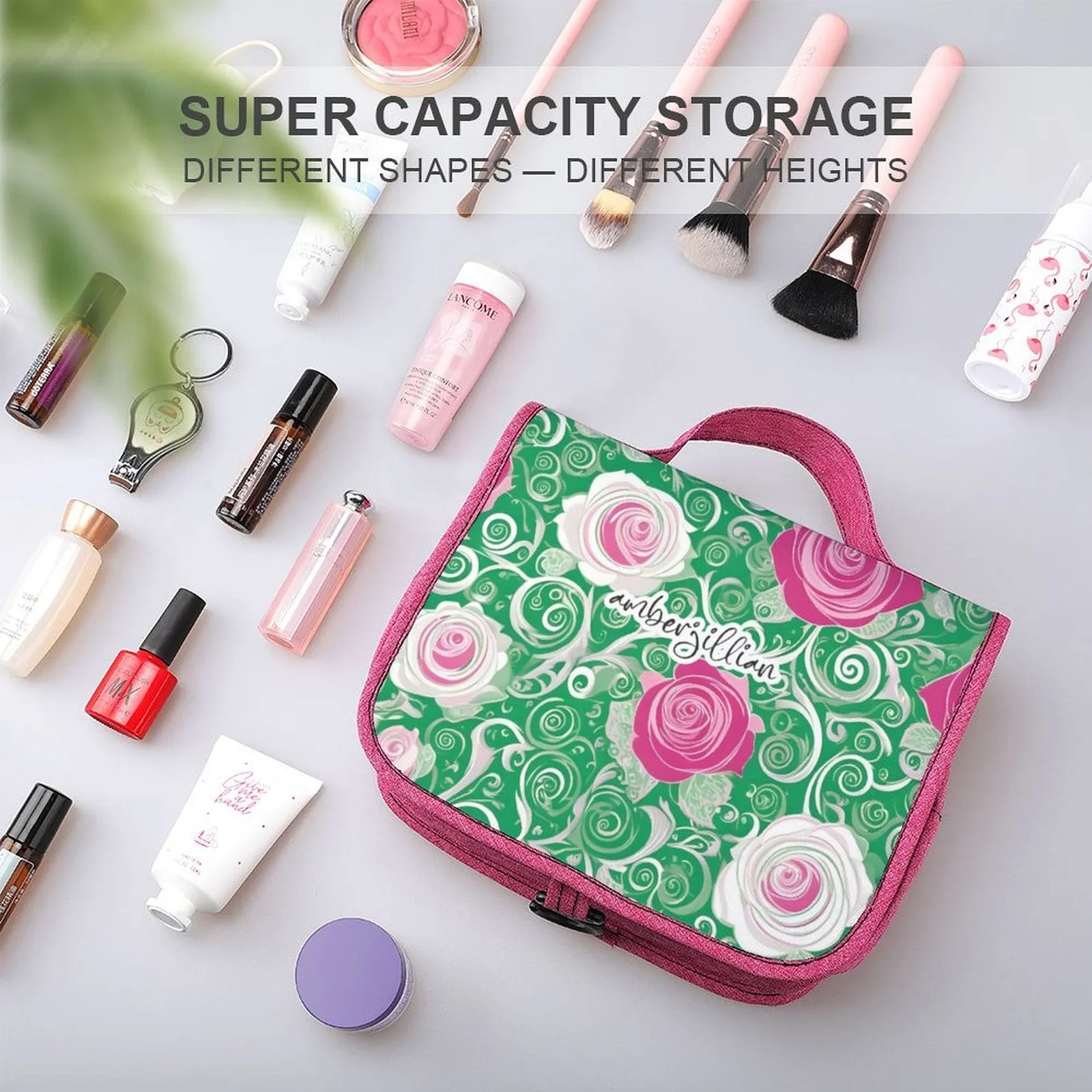 Rosy Green - Travel Hanging Toiletry Bag