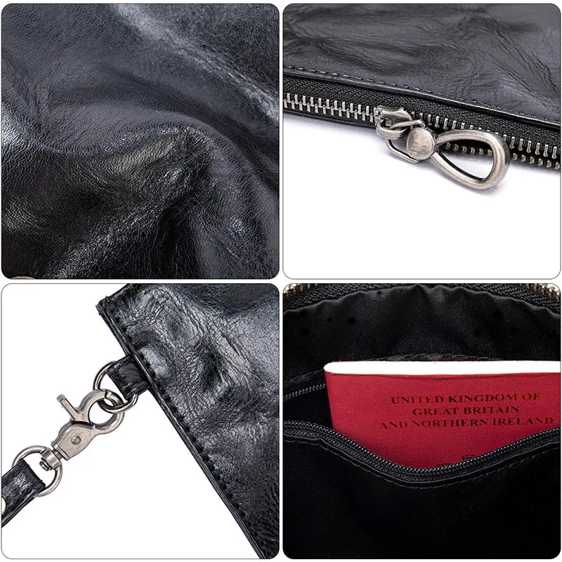 Rough Texture Leather Clutch
