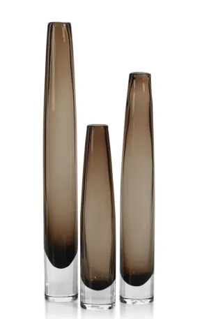 S/3 Taupe Glass Vases