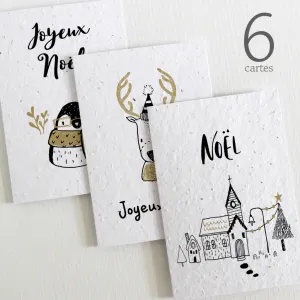Set of 6 Plantable Christmas Cards - The Black and Gold Collection