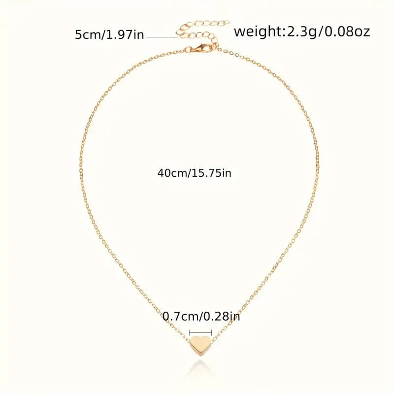 Simple Exquisite Heart-Shaped Pendant Alloy Necklace