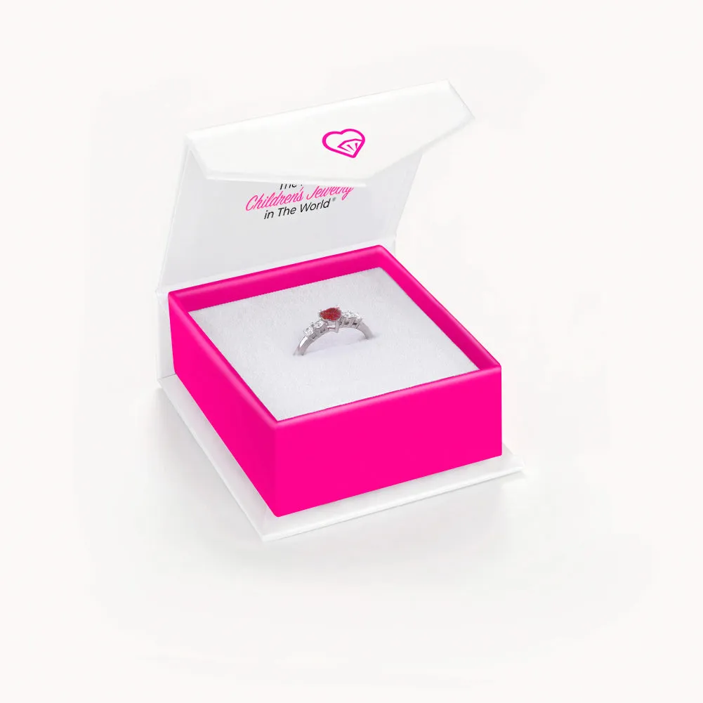 Simulated Birthstone Heart Solitaire Size 2-5 Baby / Kids Ring - Sterling Silver