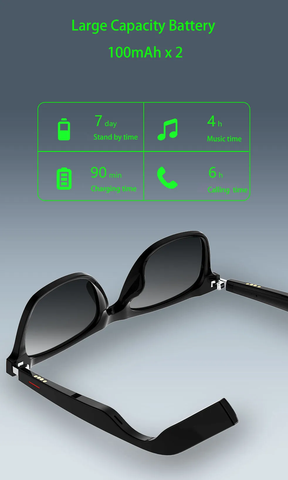 Smart TWS Wireless Bluetooth Bone-Conduction MP3 Waterproof Earphones Sports  Sunglasses