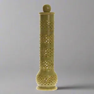 Soapstone Tower Genie cutwork carved Incense Burner - 10"