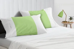 Soft Luxurious Sage - white contrast pillowcases