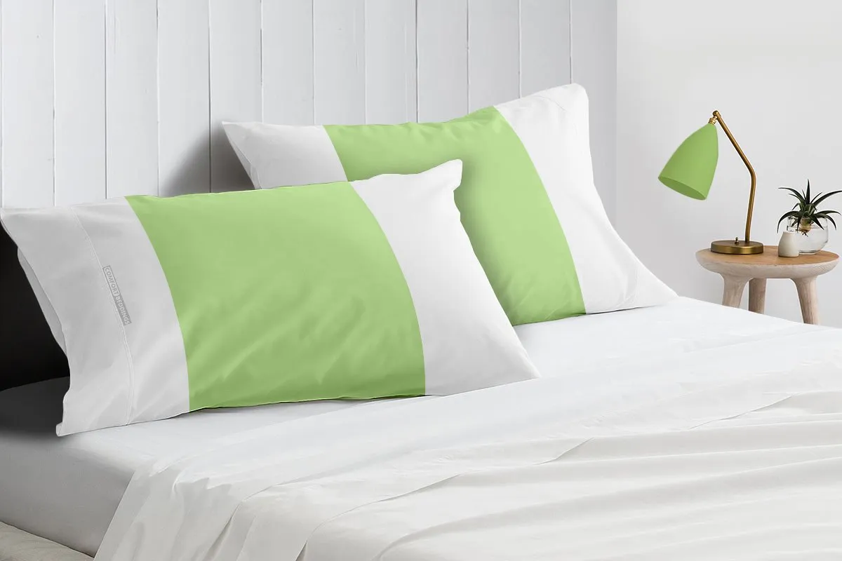 Soft Luxurious Sage - white contrast pillowcases