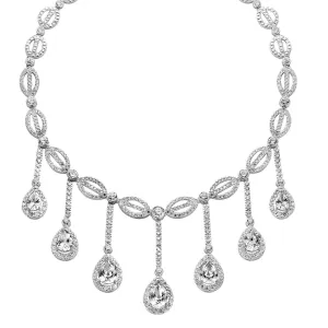 Sterling Silver Rhodium-Plated Cubic Zirconia Statement Last Pair Necklace