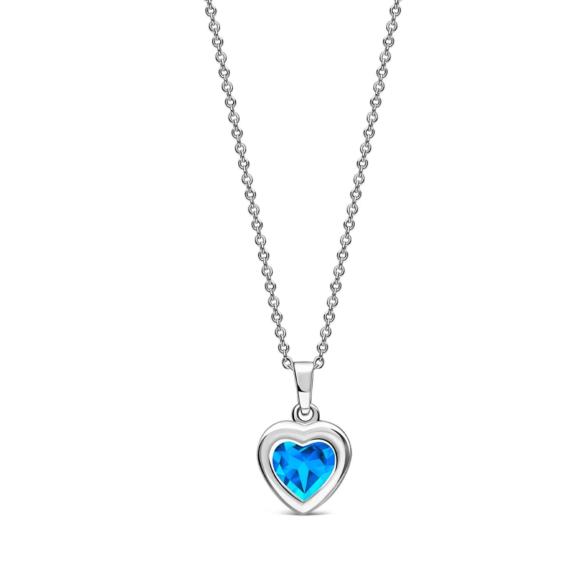 Sterling Silver Swiss Blue Topaz Framed Heart Pendant