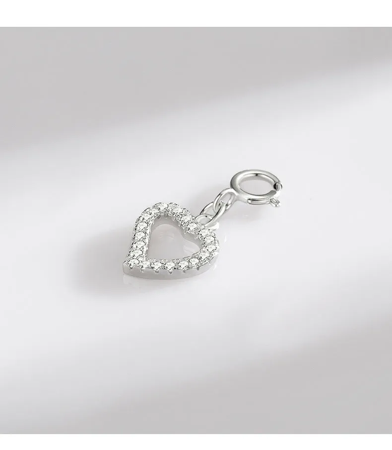 Stylish S925 Sterling Silver Heart-Shaped Pendant with Micro Inlaid Zircon, Unique and Versatile Jewelry Piece