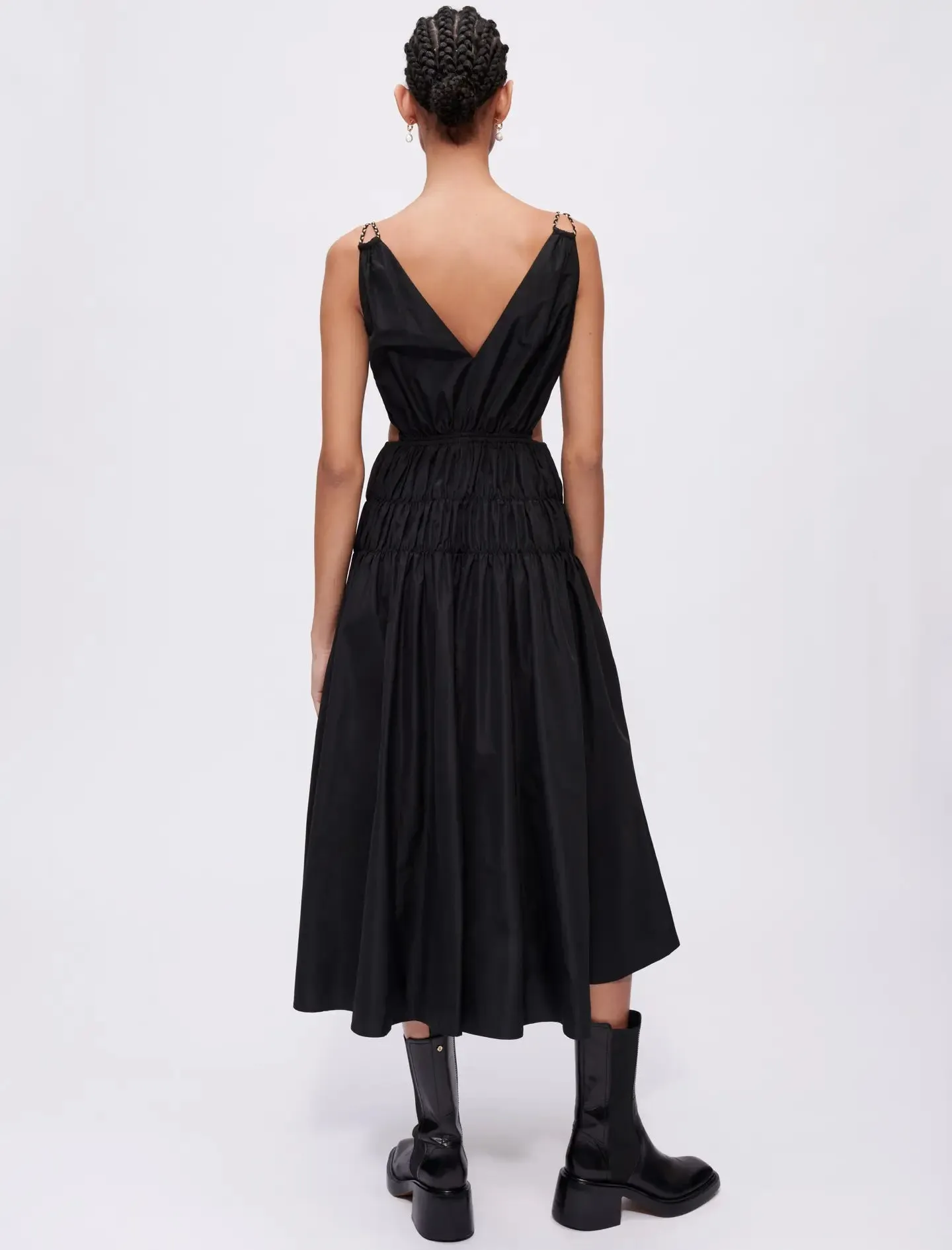 TAFFETA DRESS WITH CUT-OUT AT THE WAIST