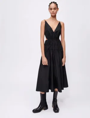 TAFFETA DRESS WITH CUT-OUT AT THE WAIST
