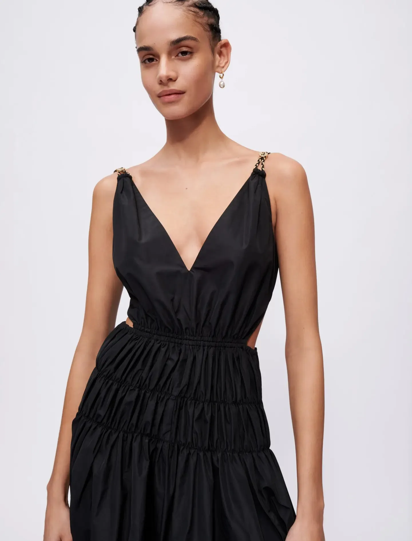 TAFFETA DRESS WITH CUT-OUT AT THE WAIST