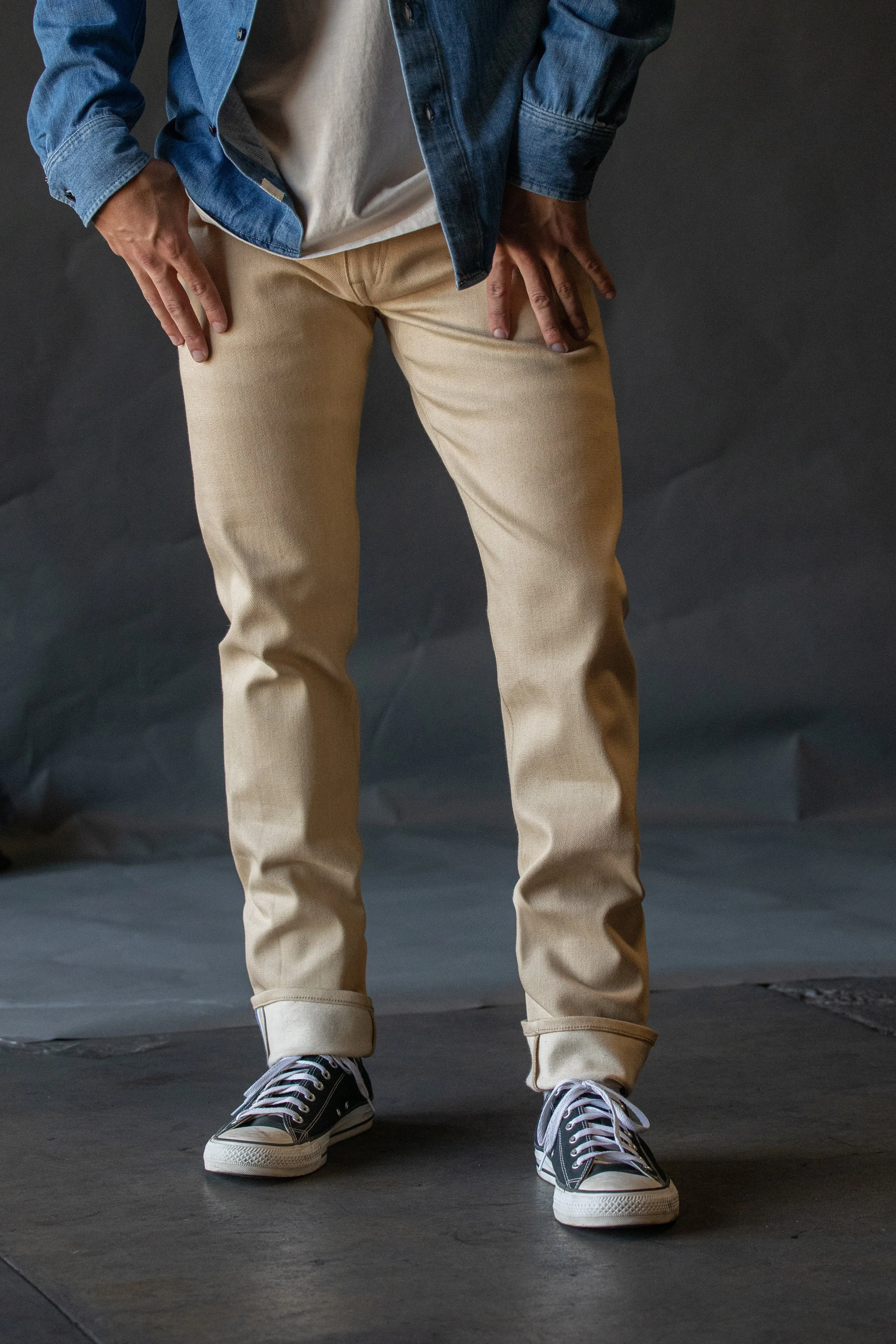 The Pen Slim - Beige Raw 10.5oz Selvedge